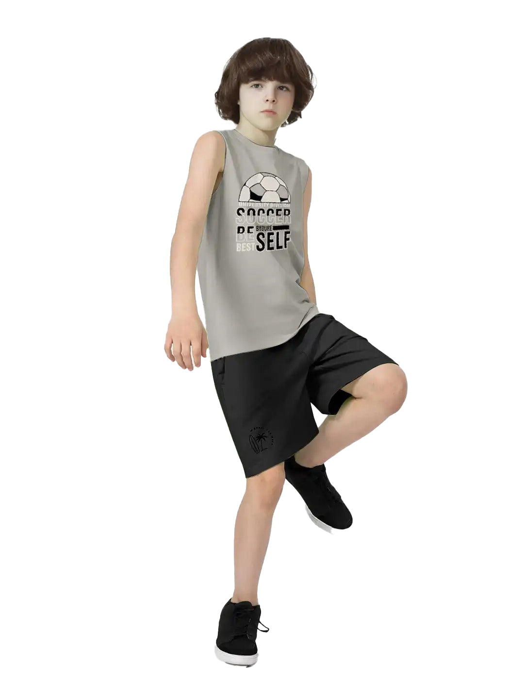 Radprix Kids Boys Beige Tanktop with Soccor print