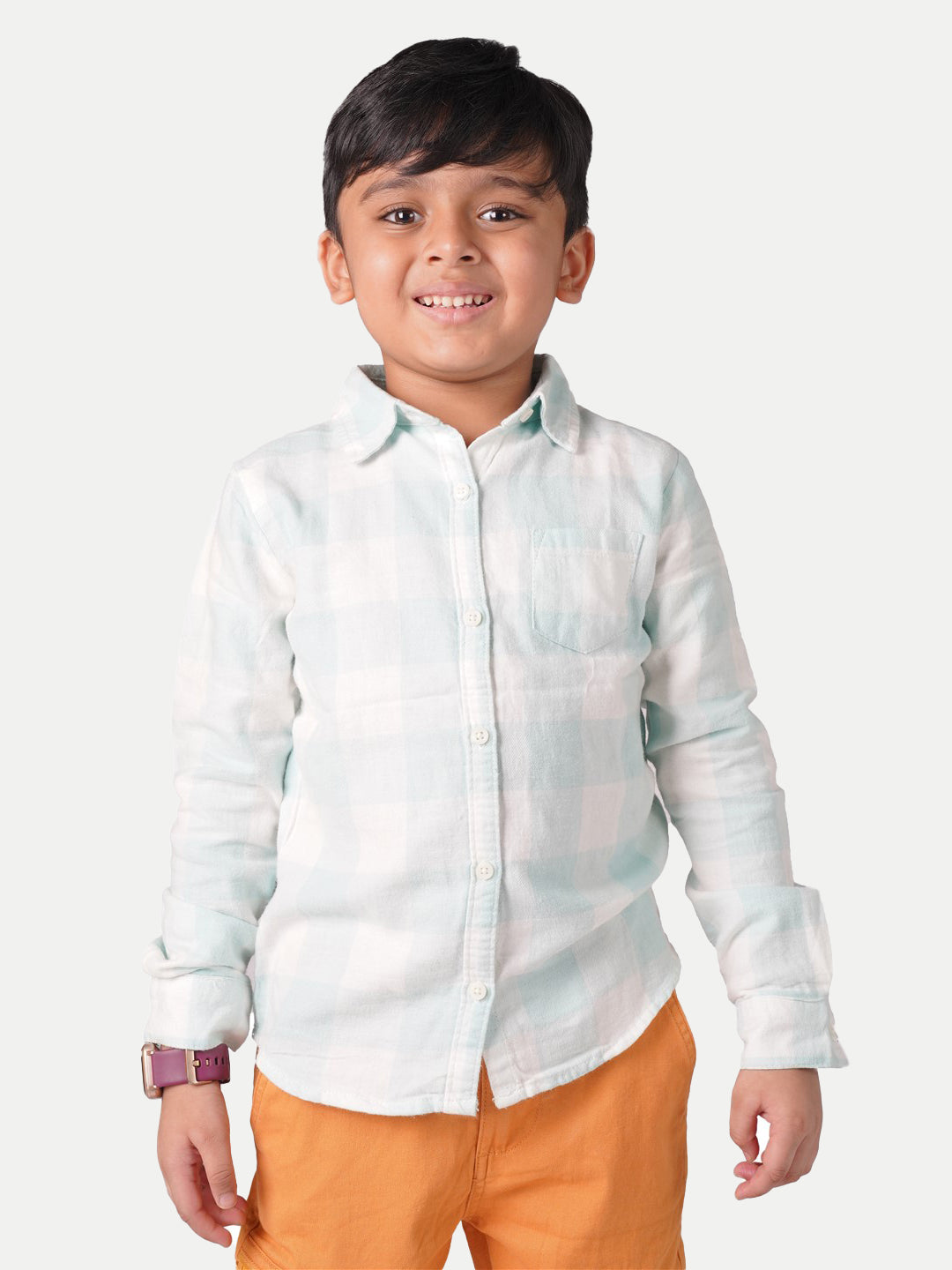 Radprix Kid Boys Sky-blue Gingham Shirt