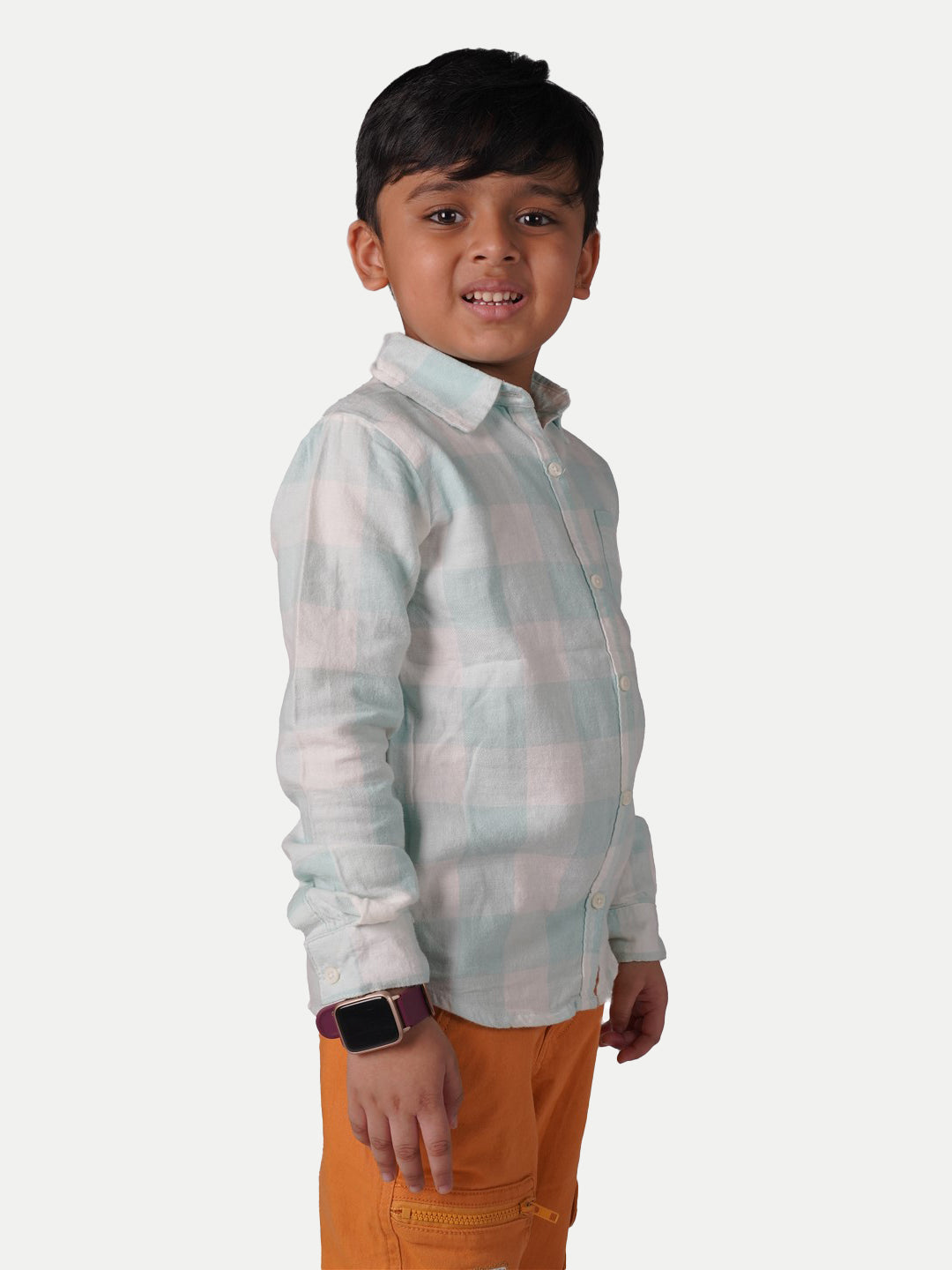 Radprix Kid Boys Sky-blue Gingham Shirt