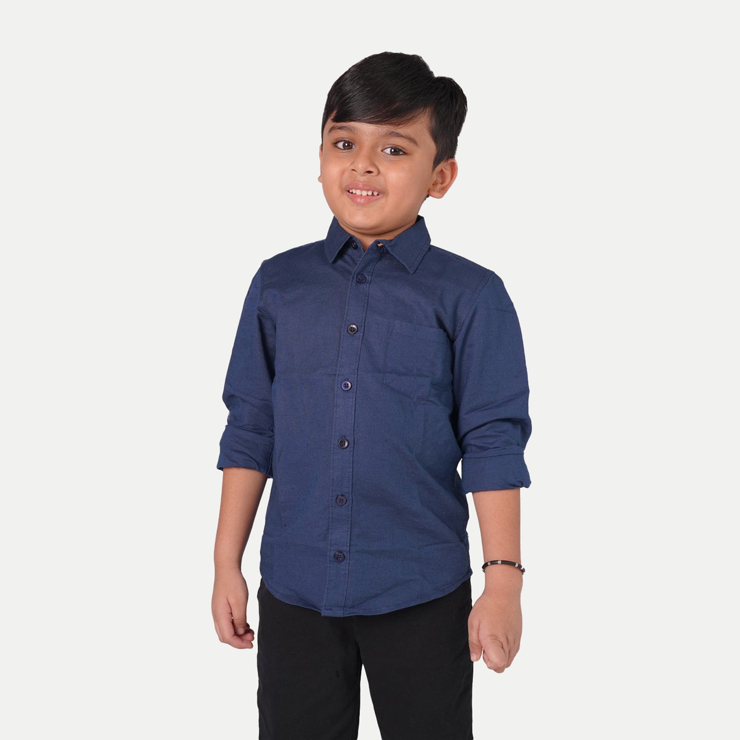 Radprix Kid Boys Dark-blue Solid Casual Shirt