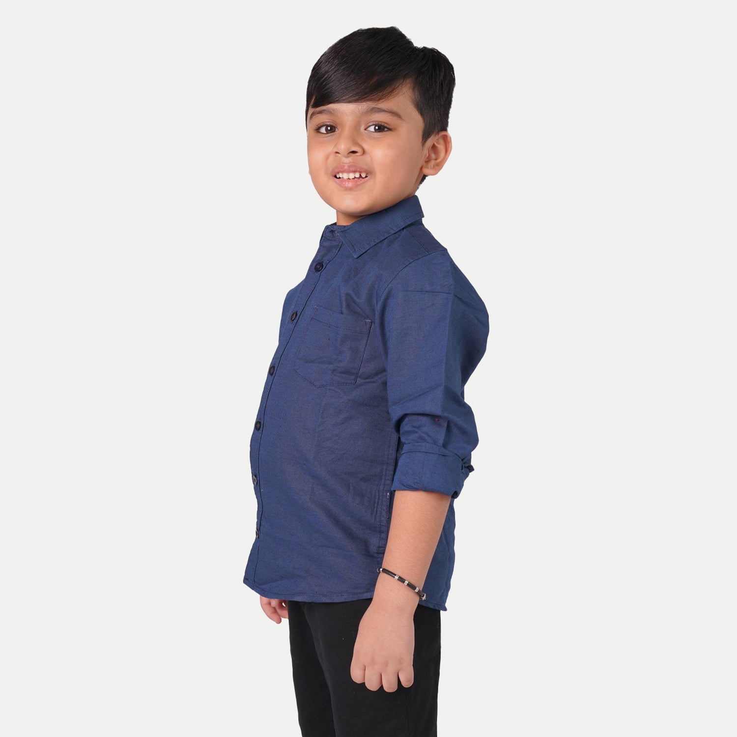 Radprix Kid Boys Dark-blue Solid Casual Shirt