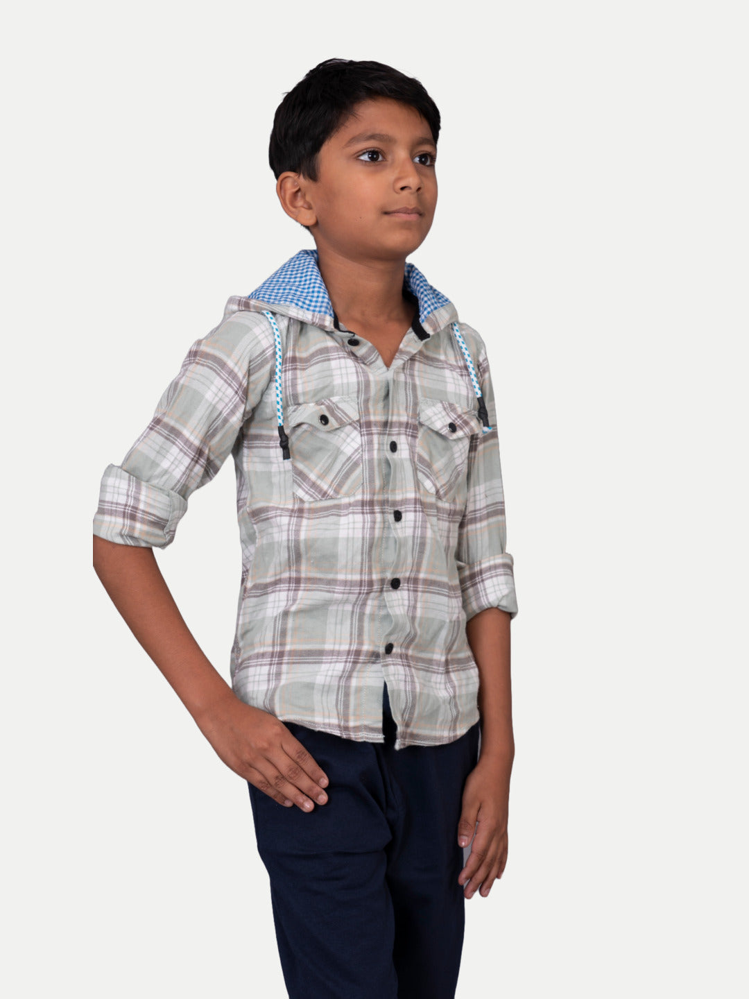 Radprix Boys Multicolor Check Hooded Yarndye shirt