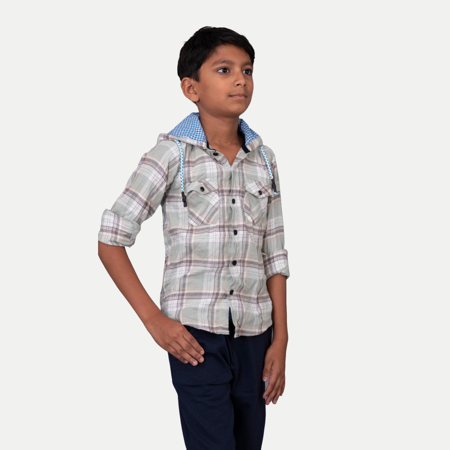 Radprix Boys Multicolor Check Hooded Yarndye shirt