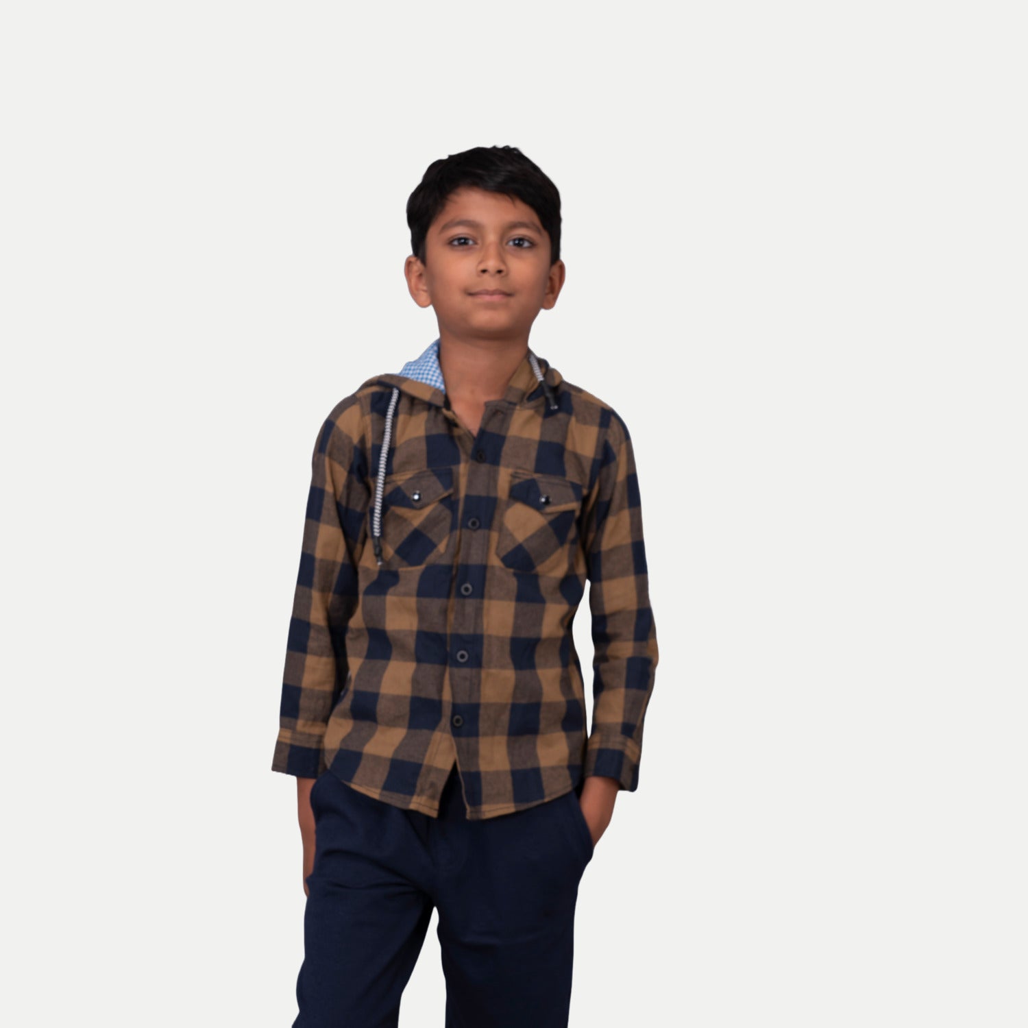 Radprix Boys Yellow & Black Check Hooded Yarndye shirt