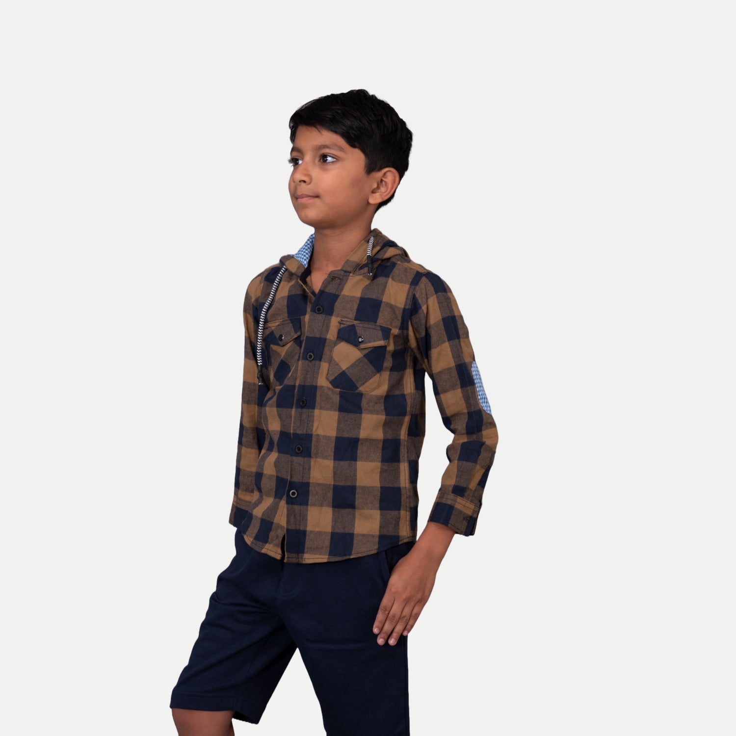 Radprix Boys Yellow & Black Check Hooded Yarndye shirt