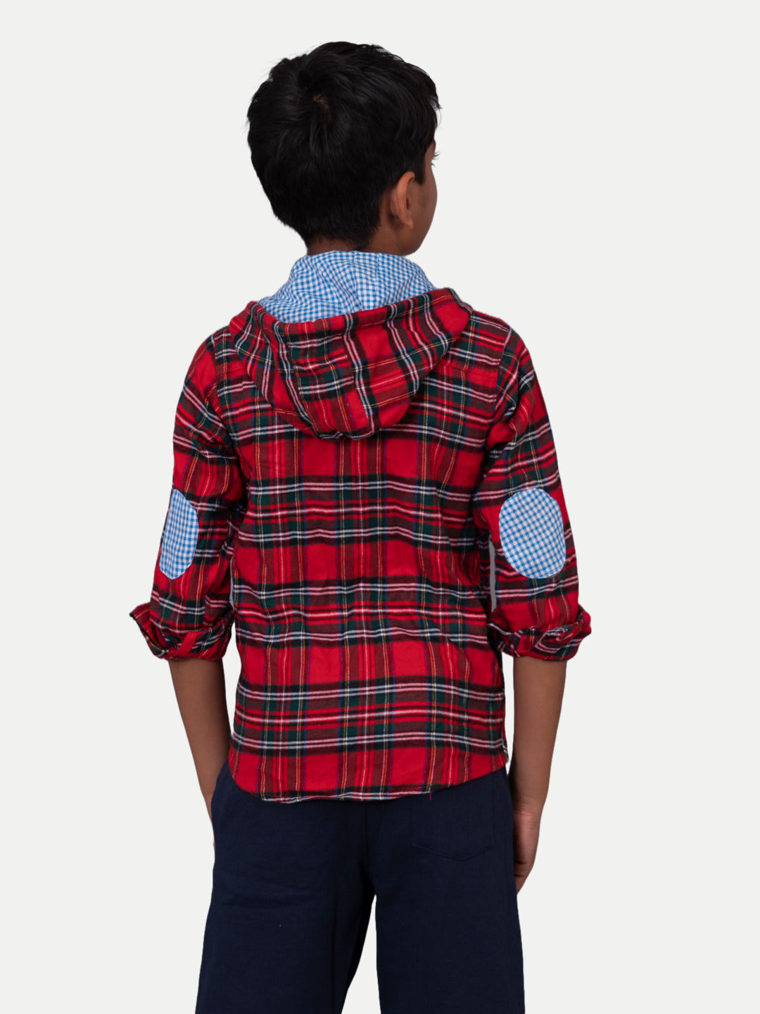 Radprix Boys Dark Orange & Black Check Hooded Yarndye shirt