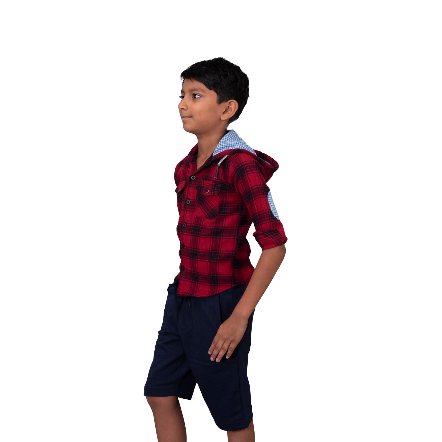 Radprix Kid Boys Red & Black Check Hooded Yarndye shirt