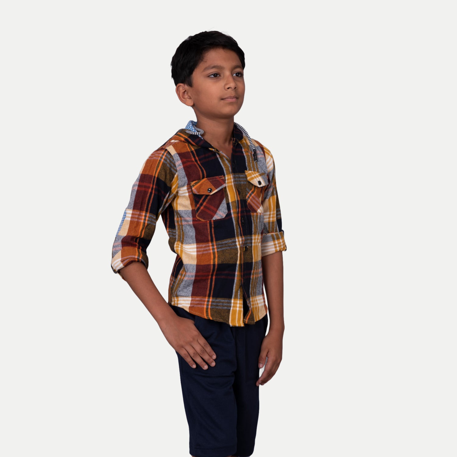 Radprix Kid Boys Multicolor Check Hooded Yarndye shirt