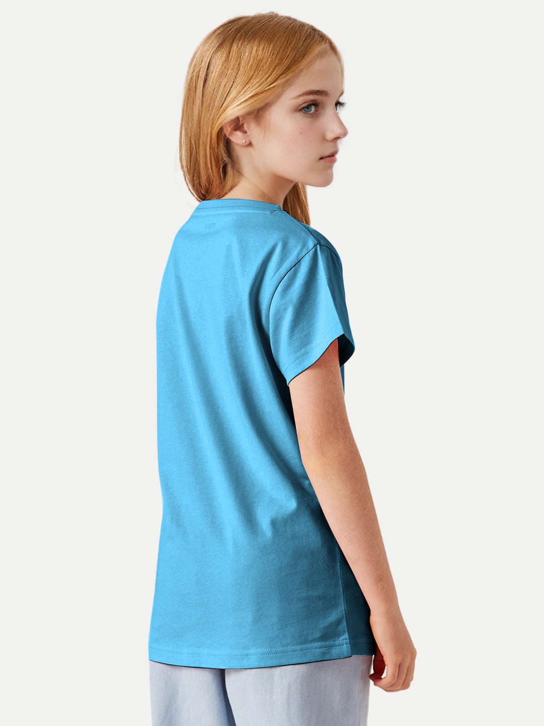 Radprix Girls Aqua Round Crew neck T-shirt