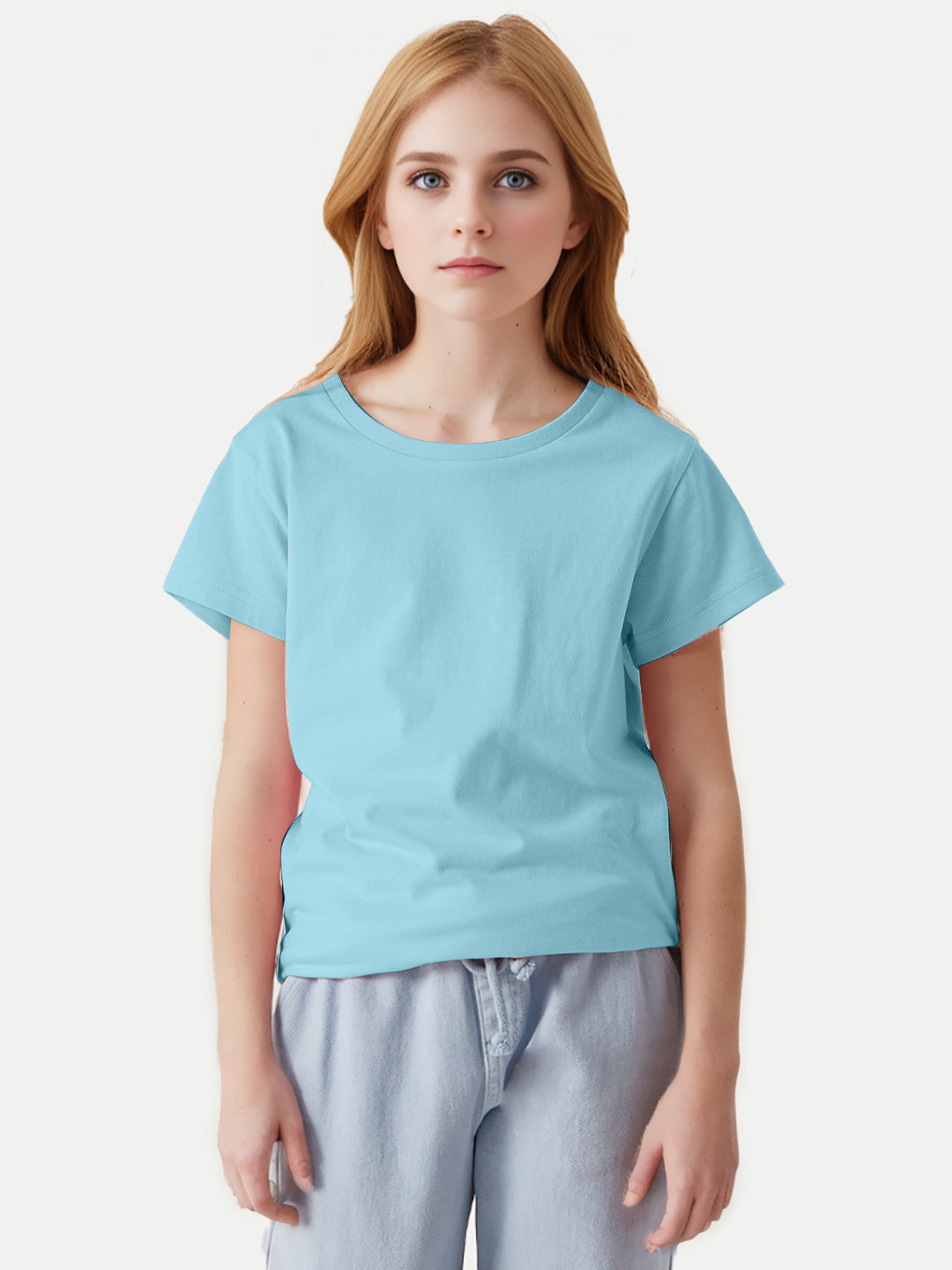 Radprix Girls sky Round Crew neck T-shirt