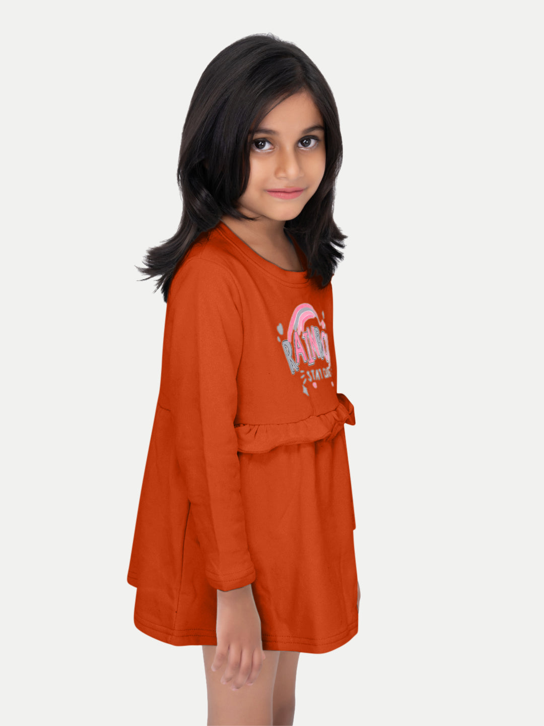 Radprix Kids Girls Orange Printed Sweat Frock