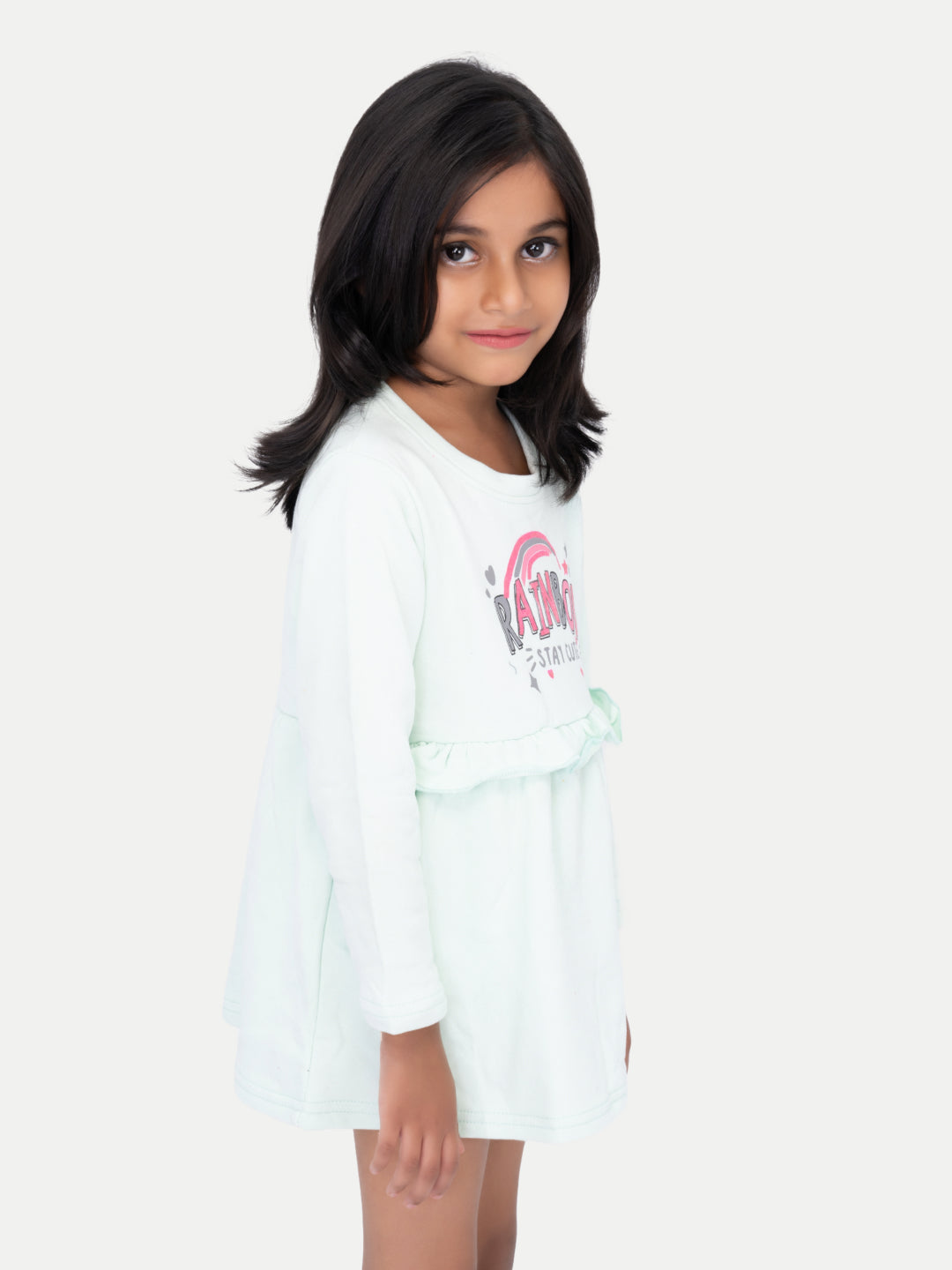 Radprix Kid Girls Light Mint Green Printed Sweat Frock