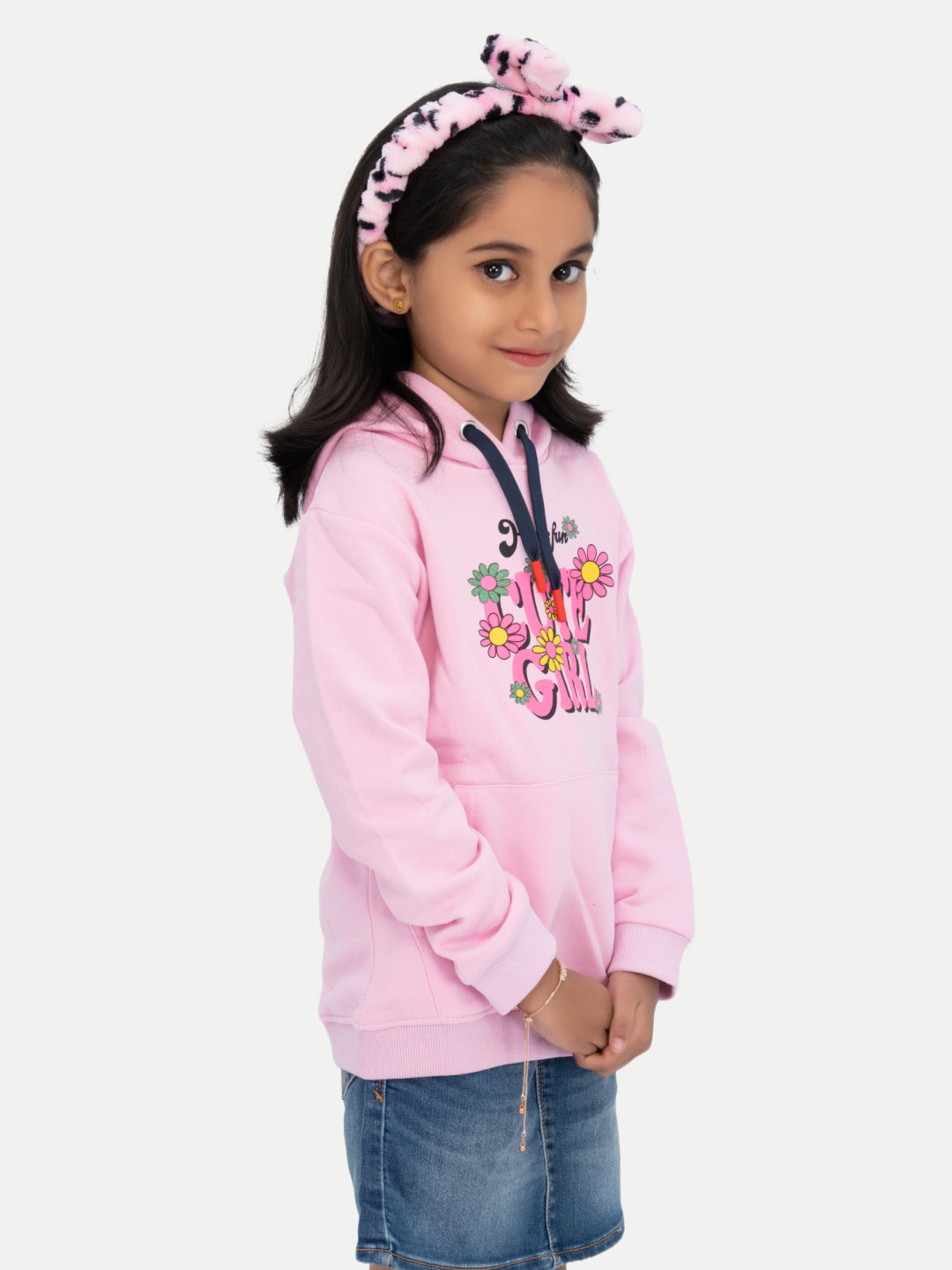 Radprix Kid Girls Light Pink Printed Sweat Hoodie