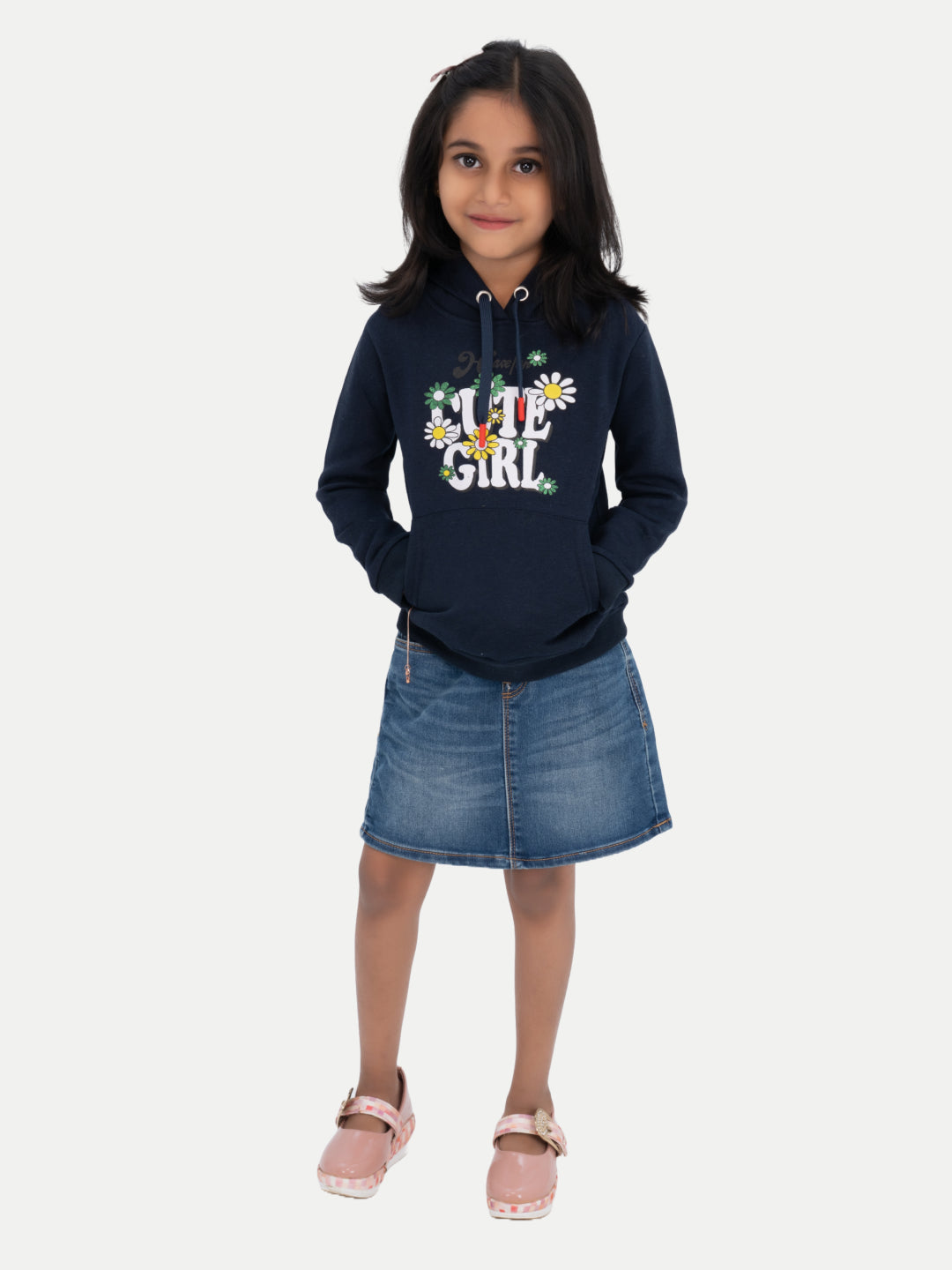 Radprix Girls Dark Blue Printed Sweat hoodies