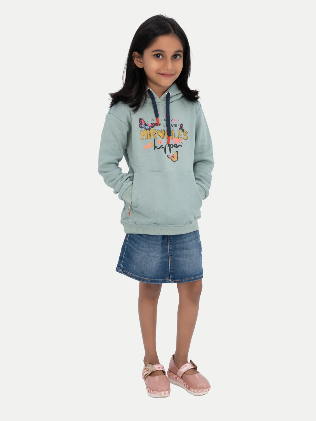 Radprix Kid Girls Light Blue Printed Sweat Hoodie