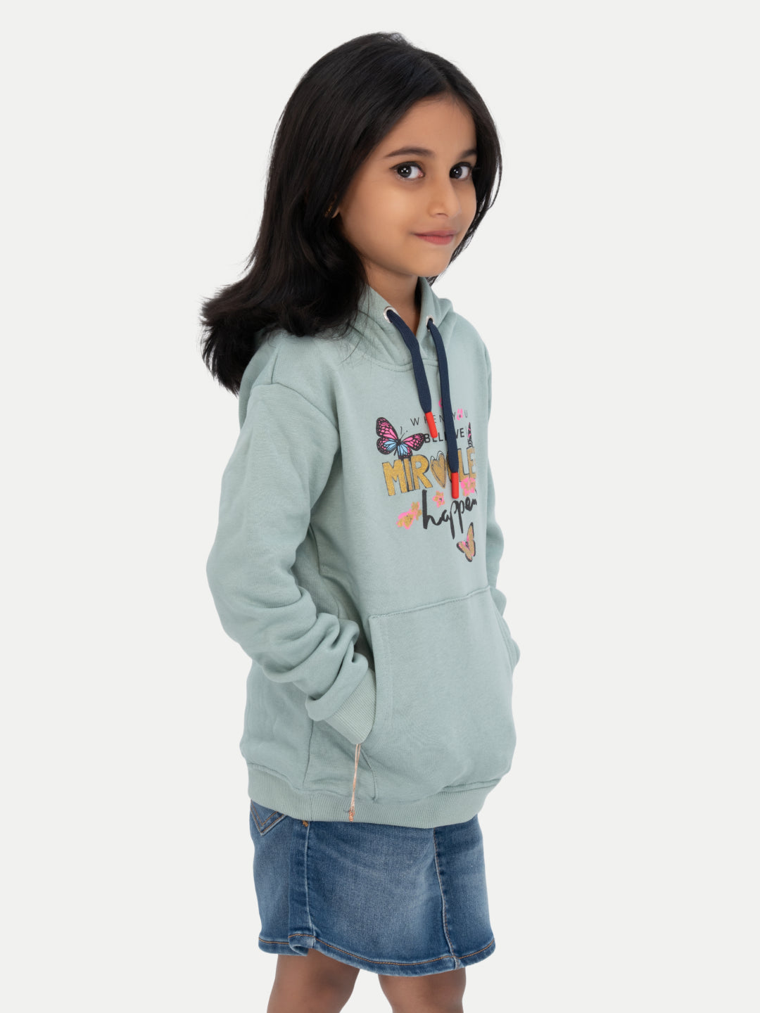 Radprix Kid Girls Light Blue Printed Sweat Hoodie