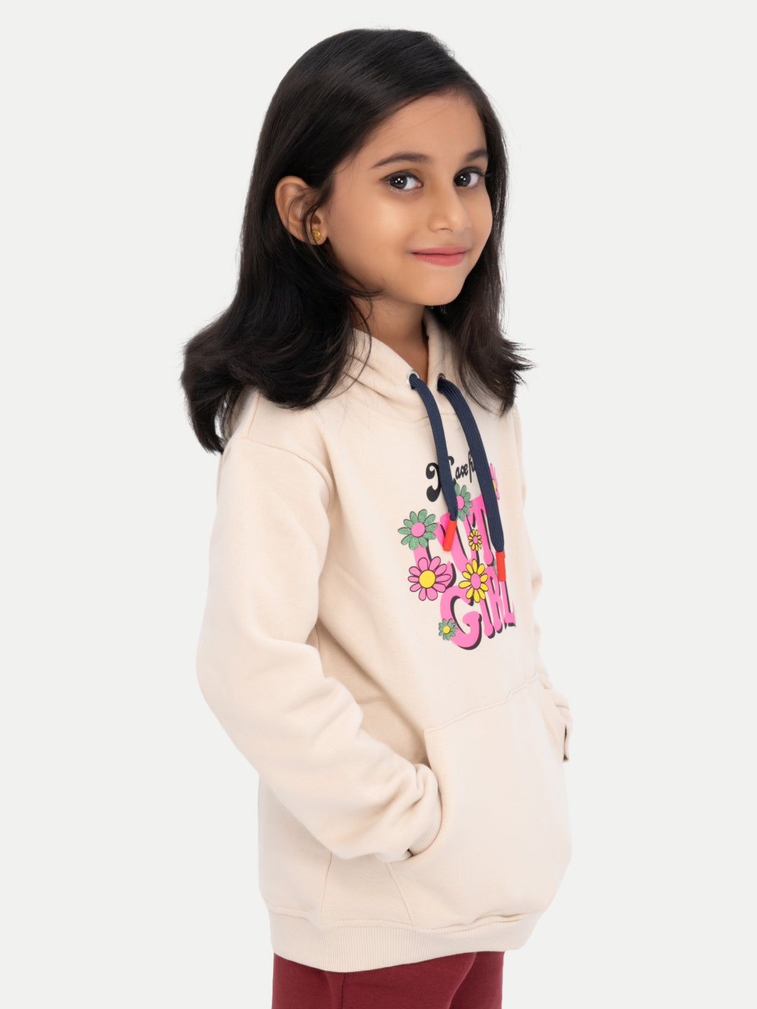 Radprix Kid Girls Beige Printed Sweat Hoodie