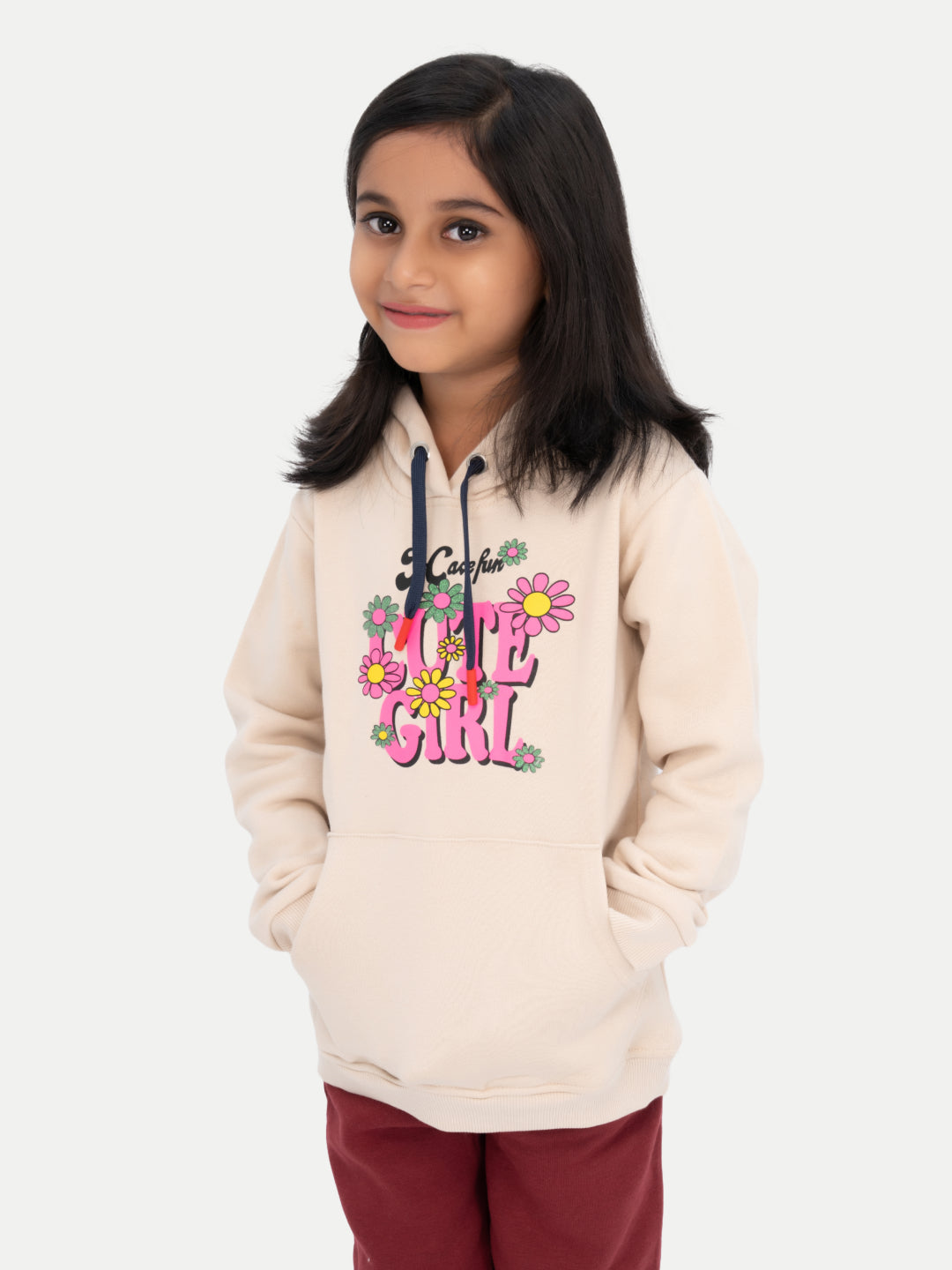 Radprix Girls Beige Printed Sweat hoodies