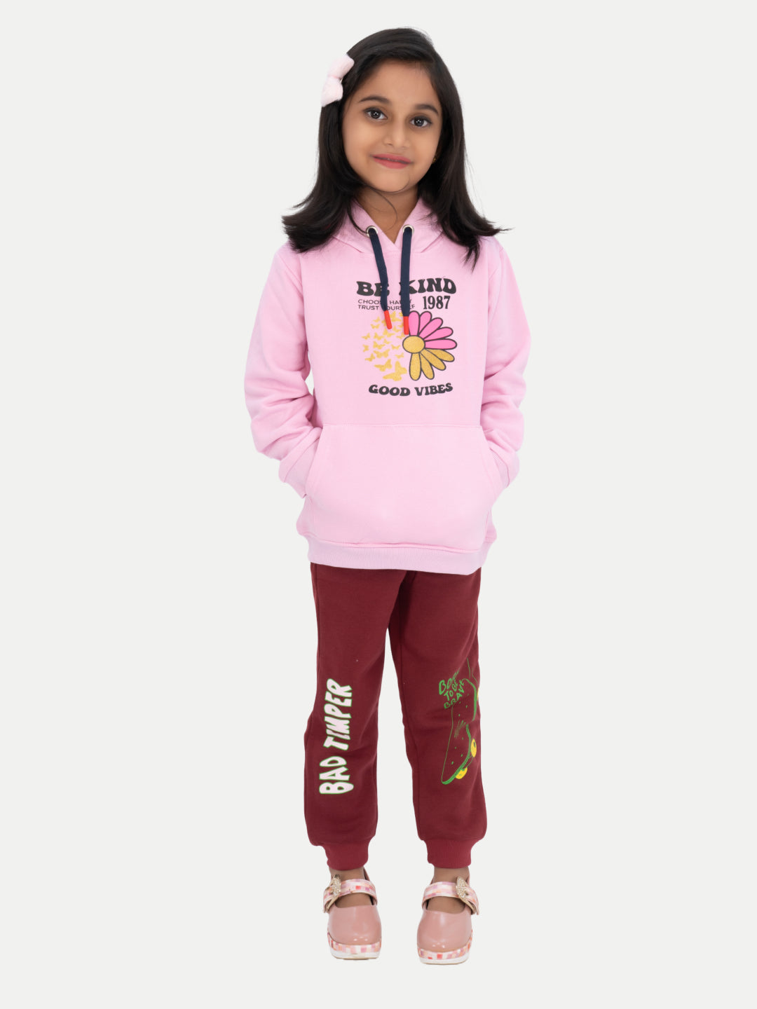 Radprix Girls Pink Printed Sweat hoodies