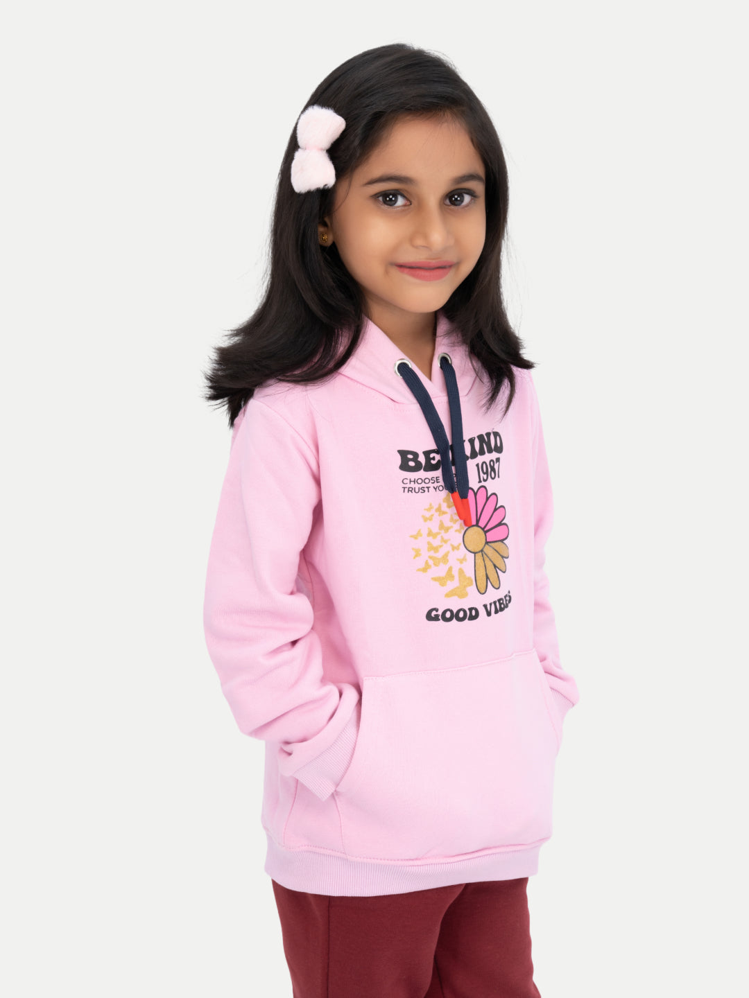 Radprix Girls Pink Printed Sweat hoodies