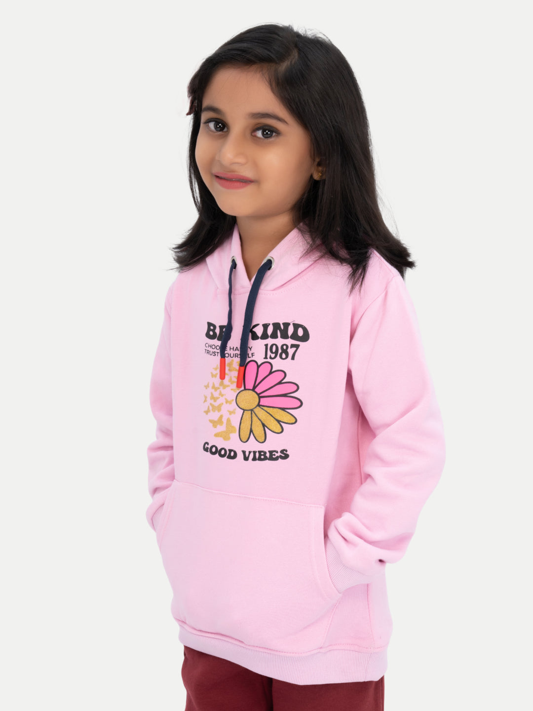 Radprix Kid Girls Pink Printed Sweat Hoodie