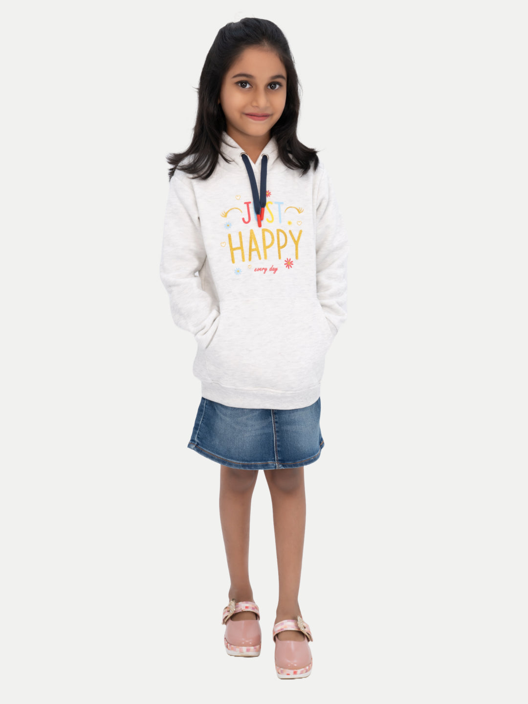 Radprix Kid Girls White Printed Sweat Hoodie