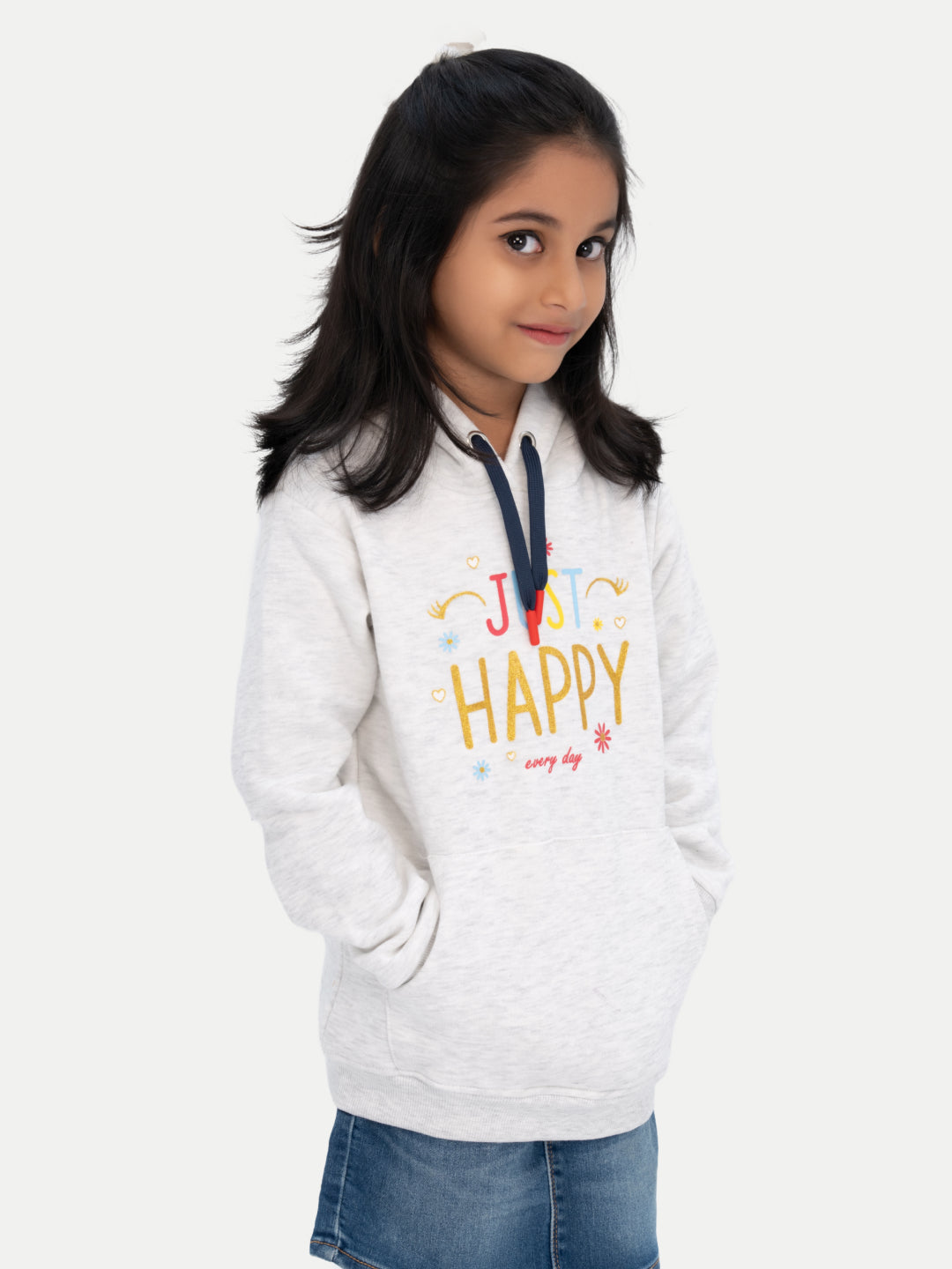 Radprix Kid Girls White Printed Sweat Hoodie