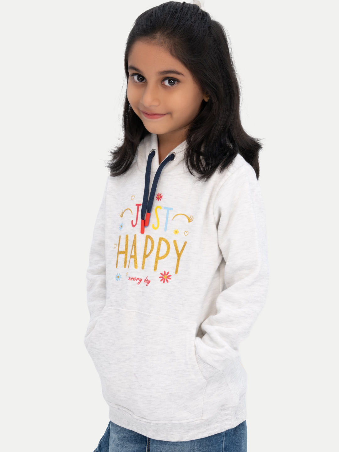 Radprix Kid Girls White Printed Sweat Hoodie