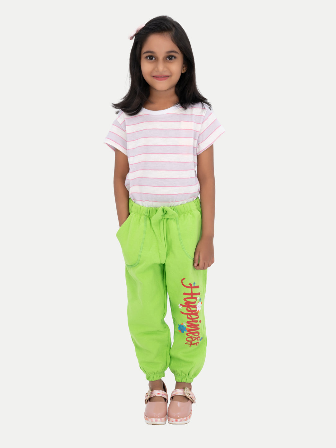 Radprix Kid Girls Light Green Printed Joggers