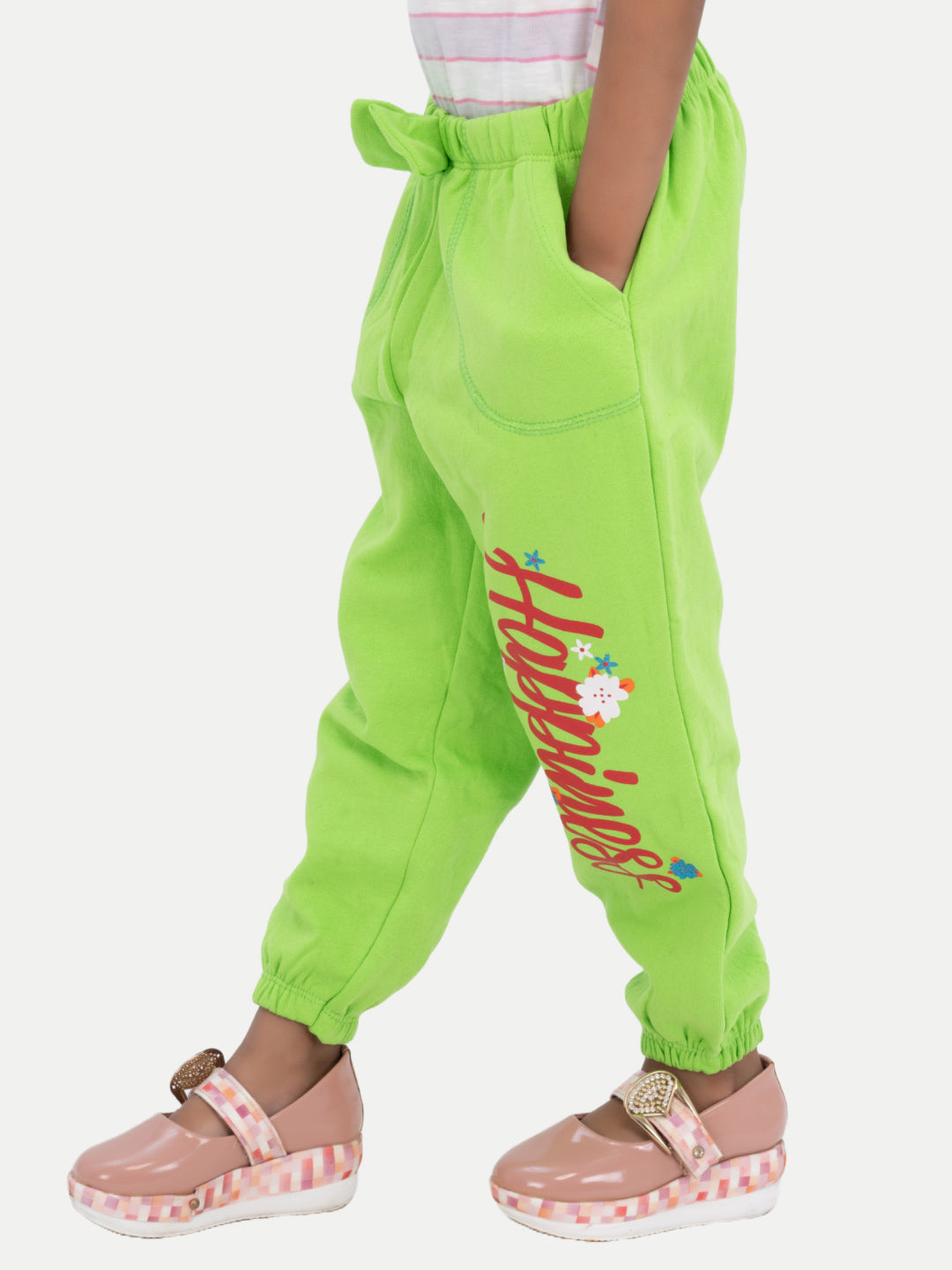 Radprix Kid Girls Light Green Printed Joggers