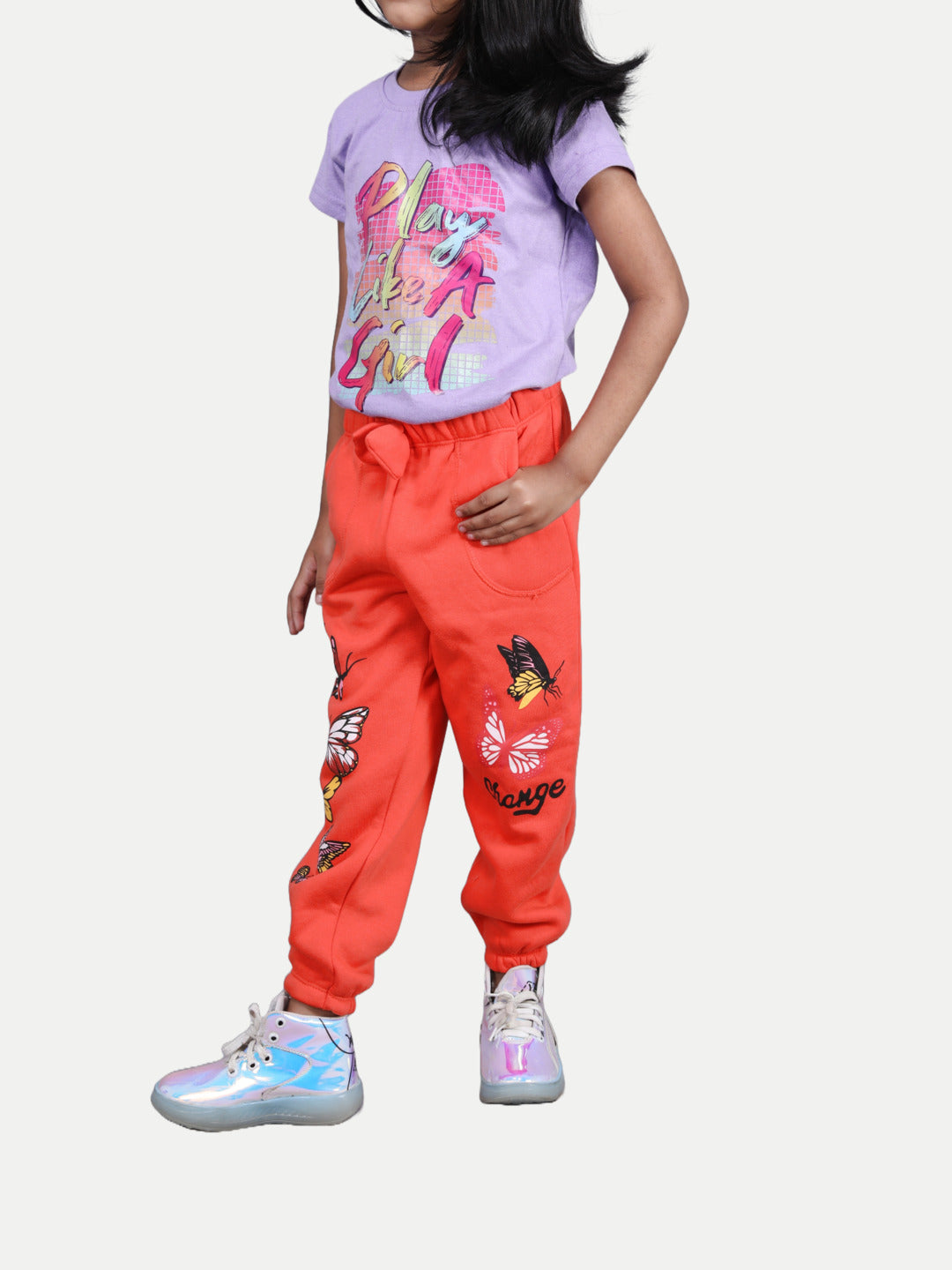 Radprix Kid Girls Orange Printed Joggers