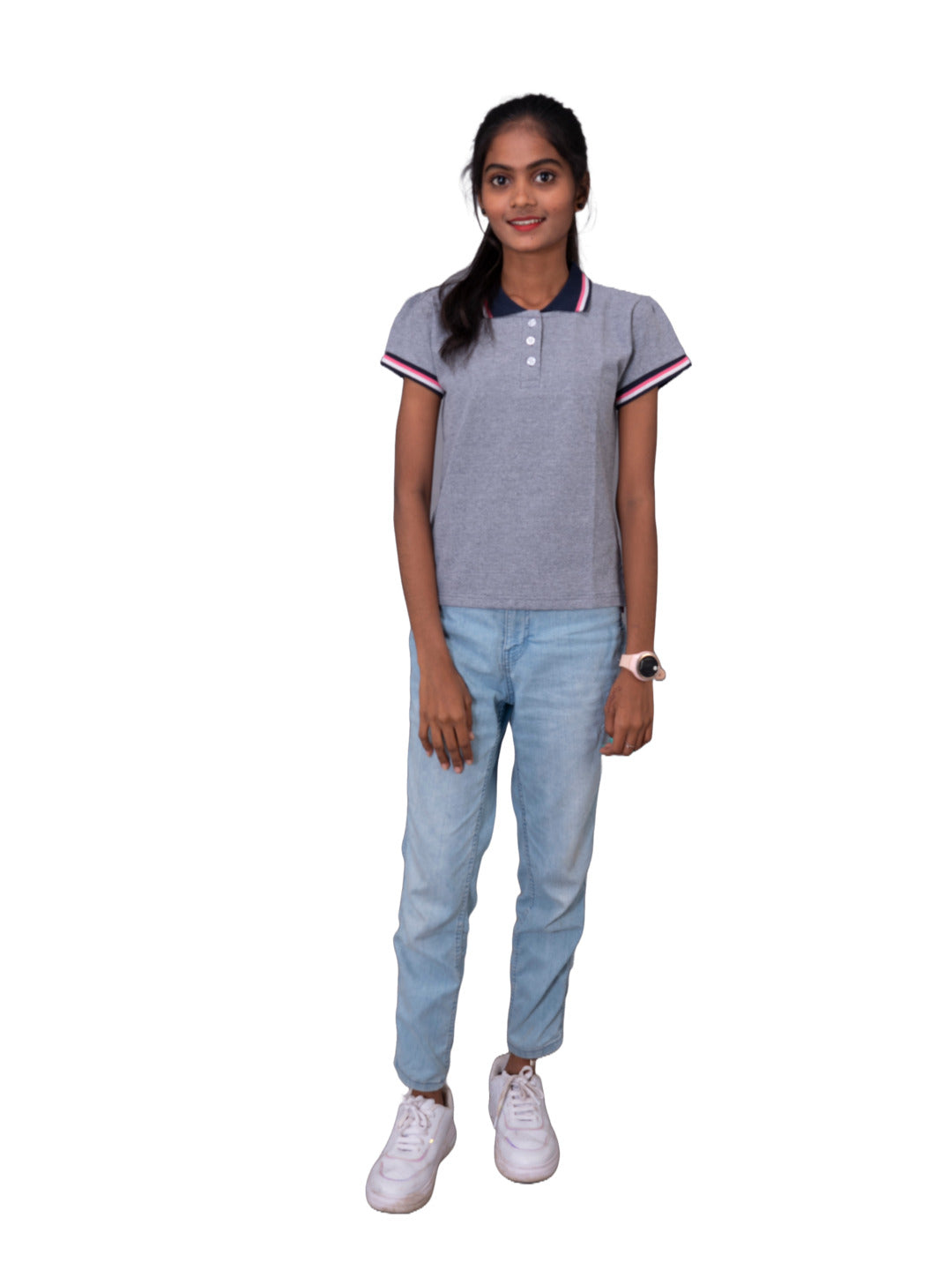 Radprix Kid Girls Navy Polo Melange T-shirt