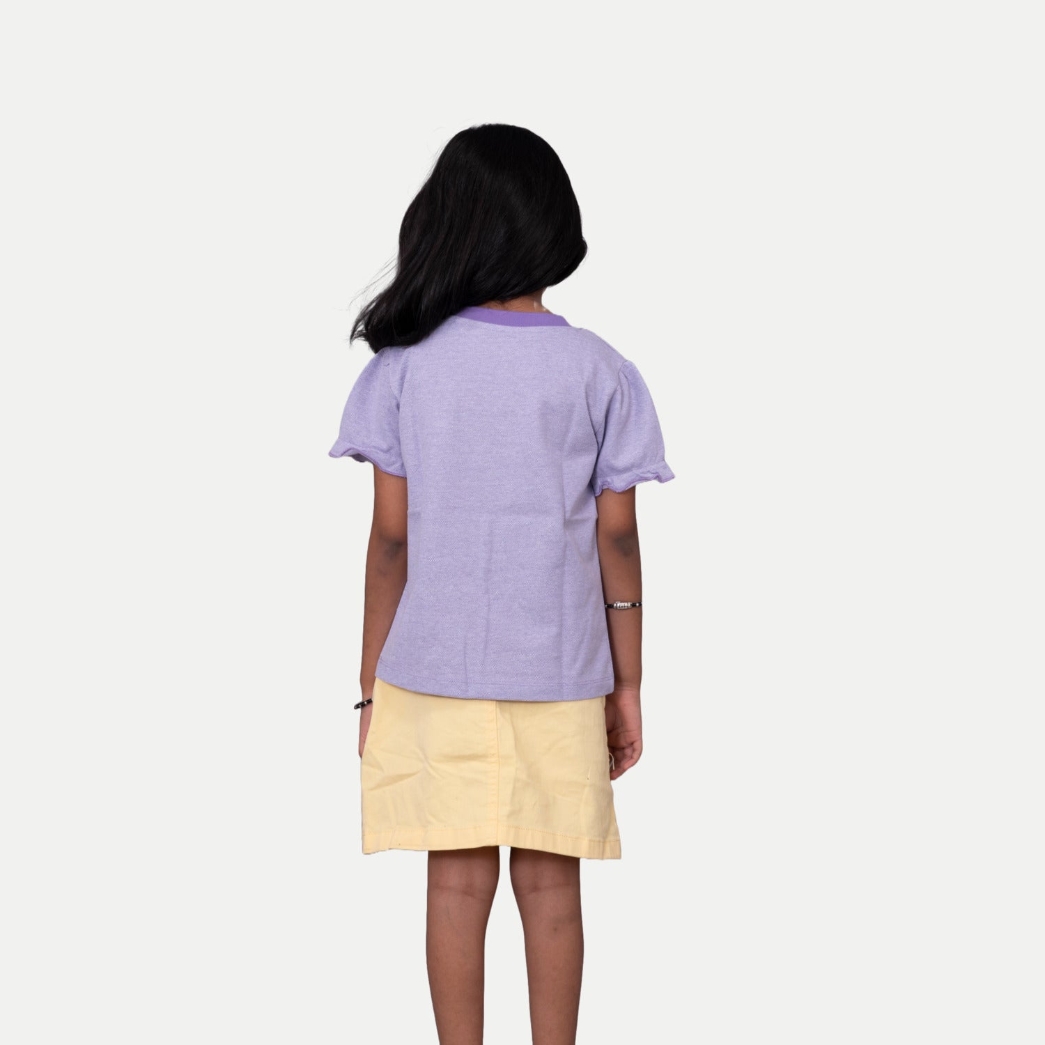 Radprix Girls Lavender Contrast Round neck Melange T-shirt