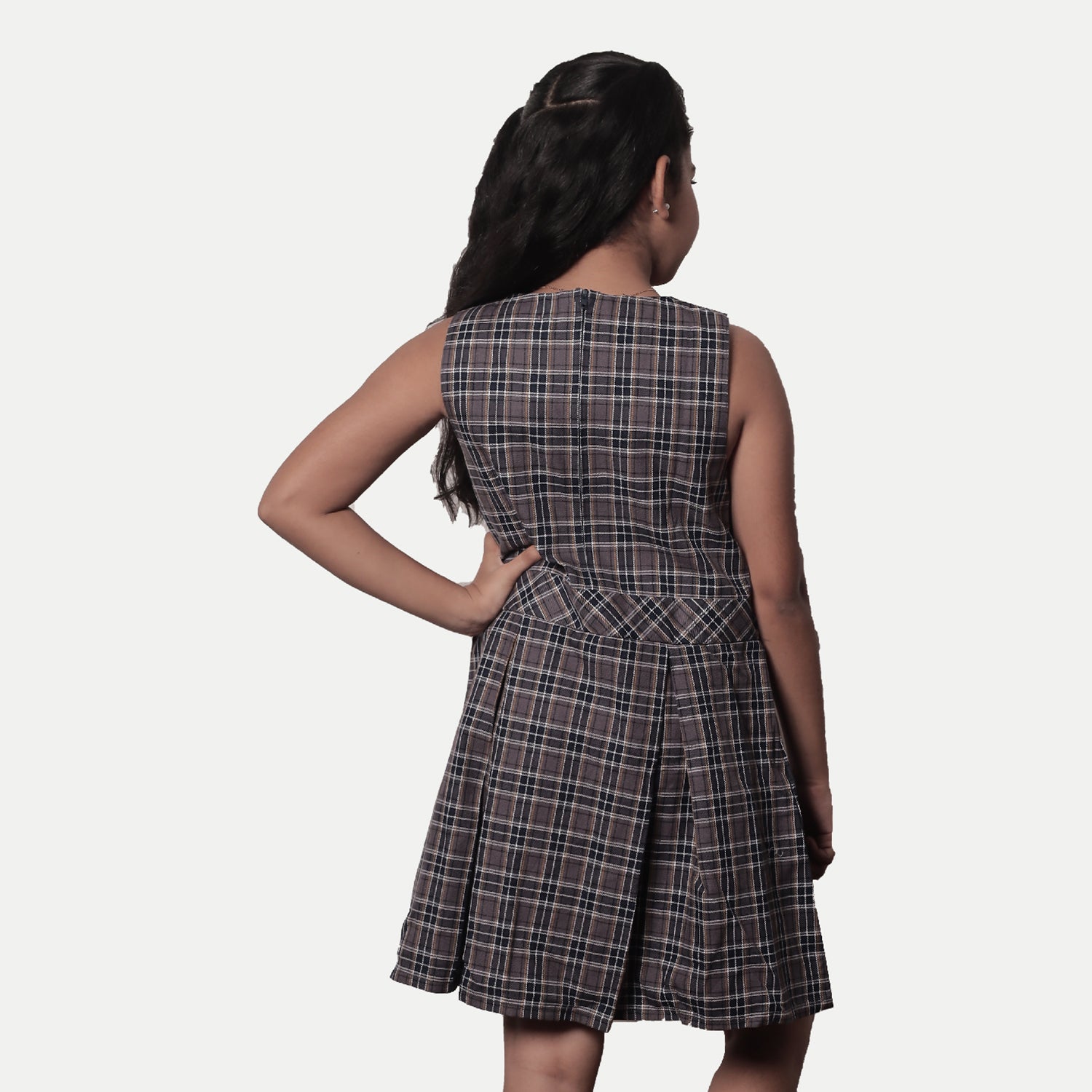 Radprix Kid Girls Black A-line Pleated-dress with Checks