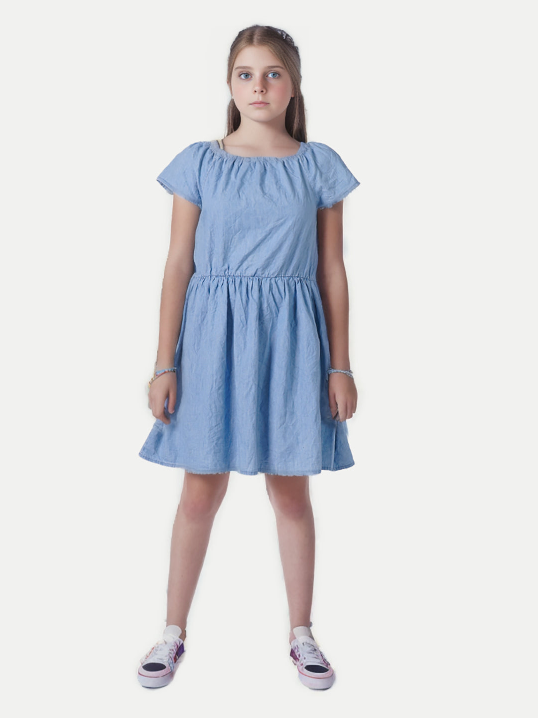 Radprix Kid Girls Sky Blue Cotton Dress