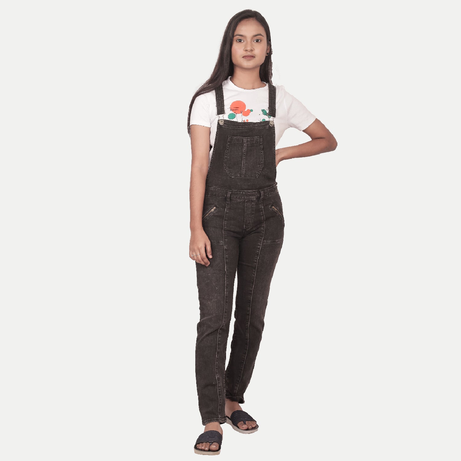 Radprix Kids Girls Black Denim Dungaree