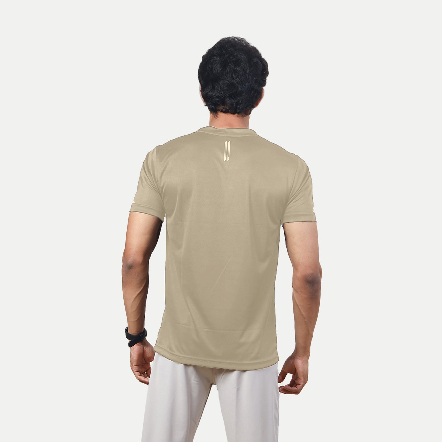 Radprix Men Beige Polyester Active Round Crew neck T-Shirt