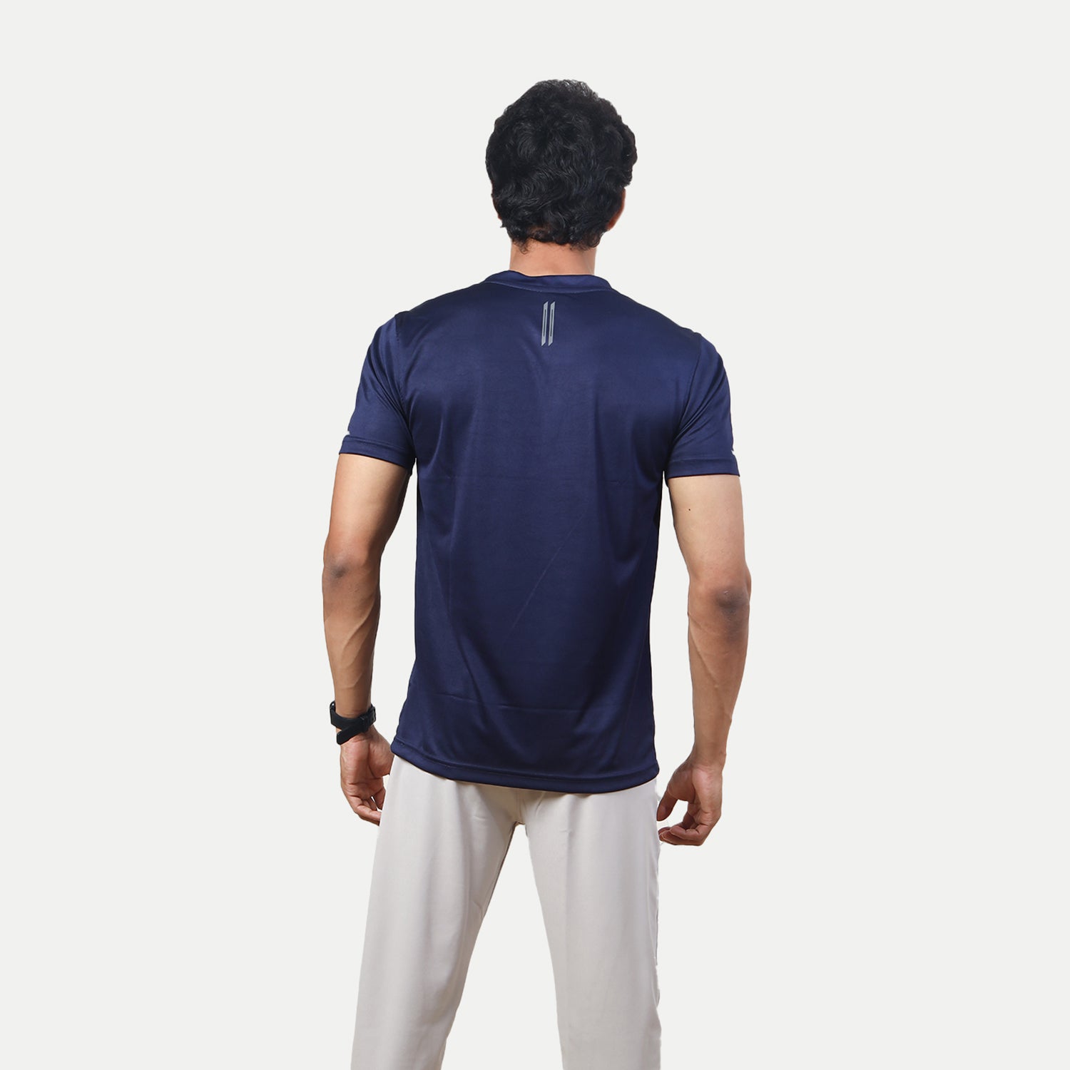 Radprix Men Navy Polyester Active Round Crew neck T-Shirt