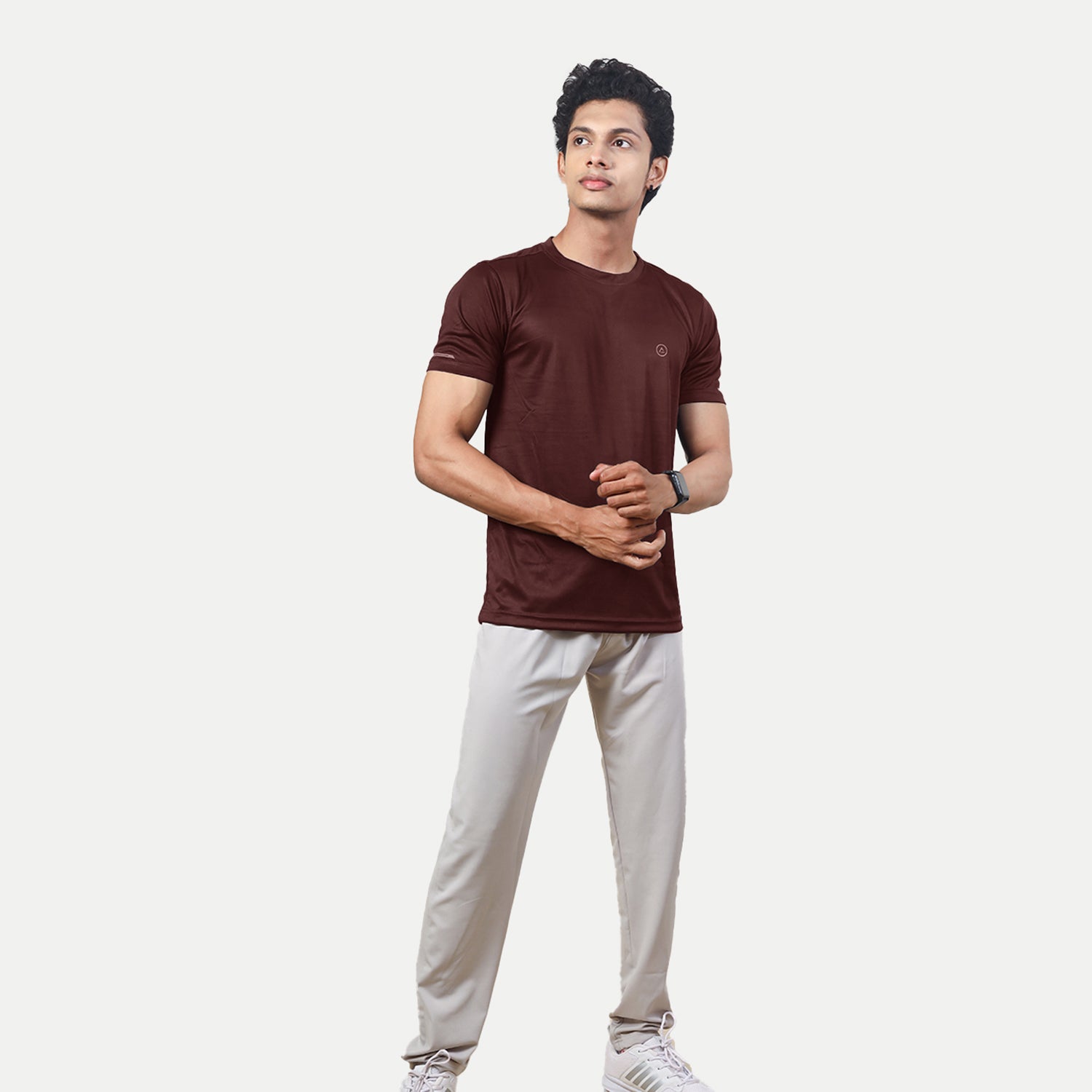 Radprix Men Maroon Polyester Active Round Crew neck T-Shirt