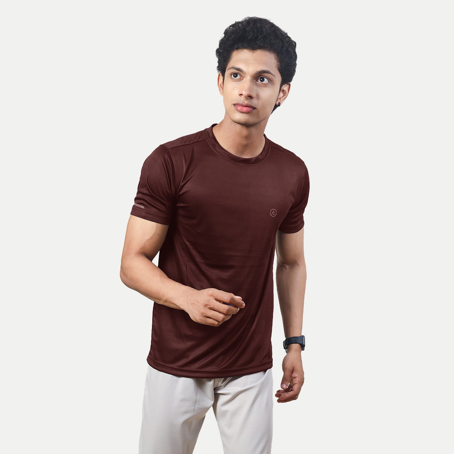 Radprix Men Maroon Polyester Active Round Crew neck T-Shirt