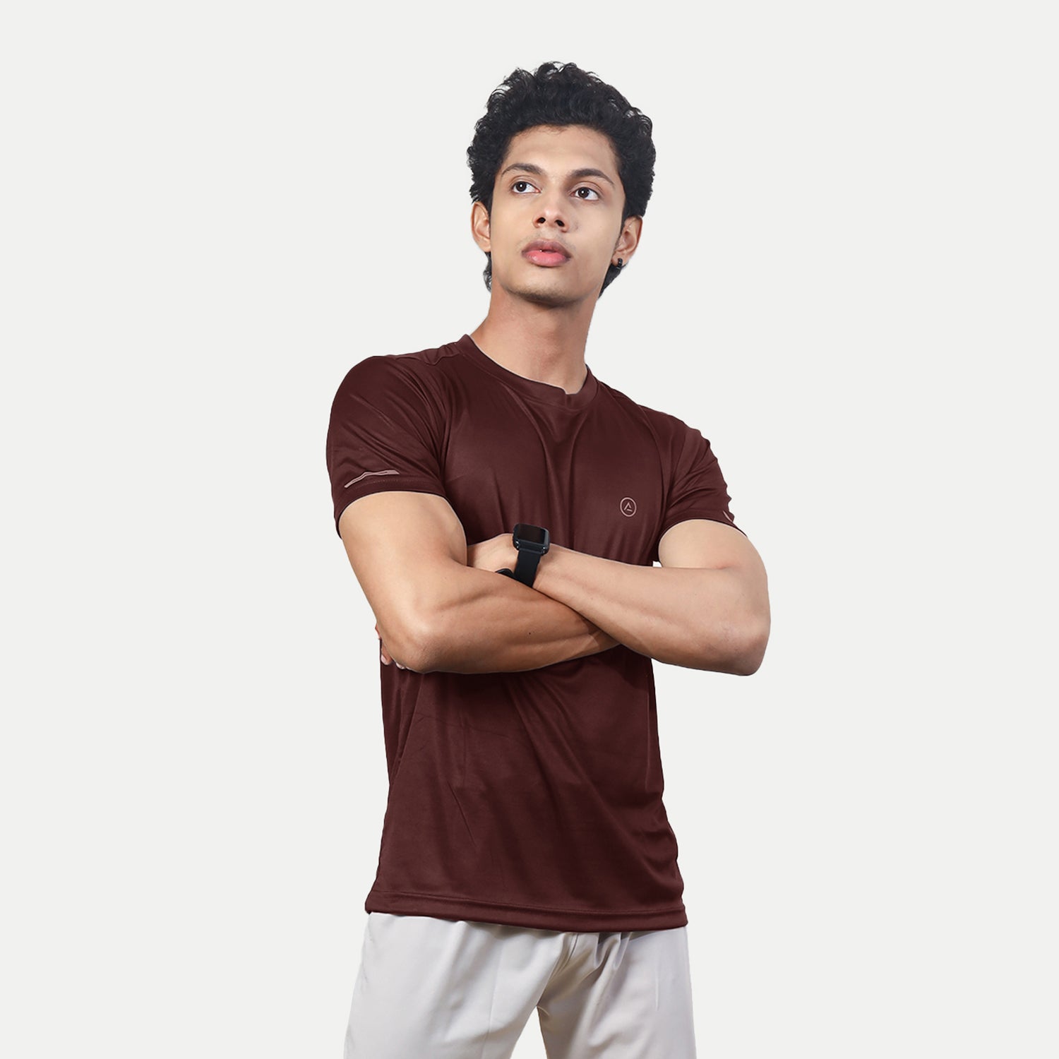 Radprix Men Maroon Polyester Active Round Crew neck T-Shirt