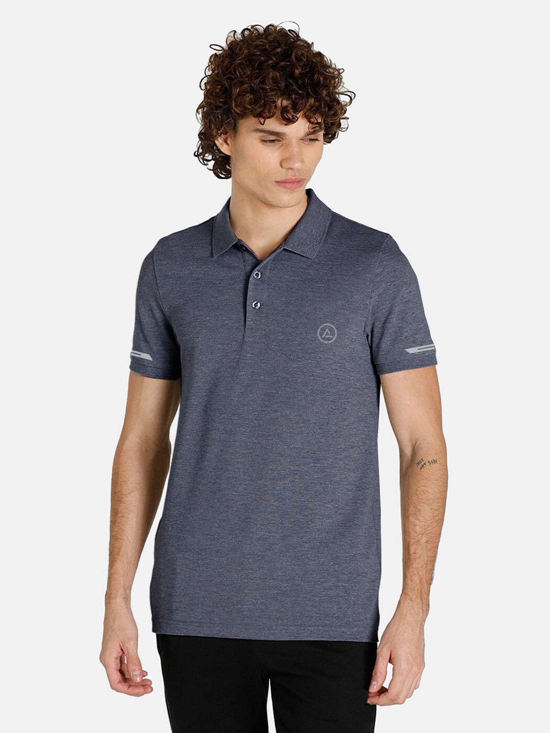 Radprix Men Activewear Grey Polyester Polo T-shirt