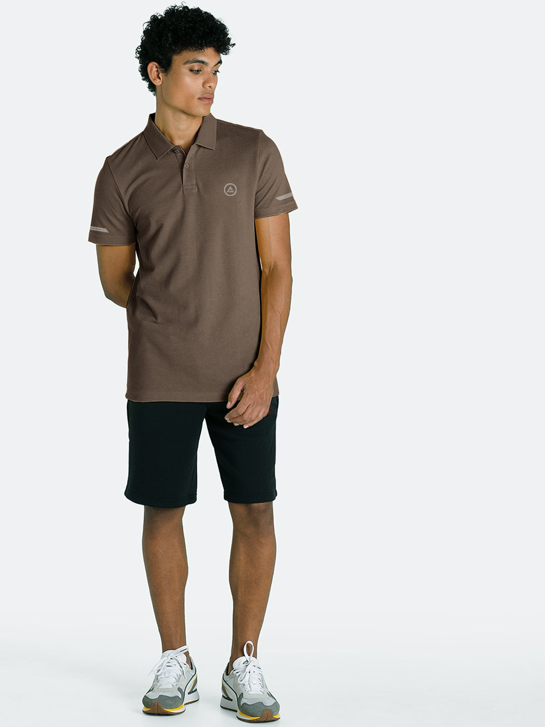 Radprix Men Activewear Brown Polyester Polo T-shirt