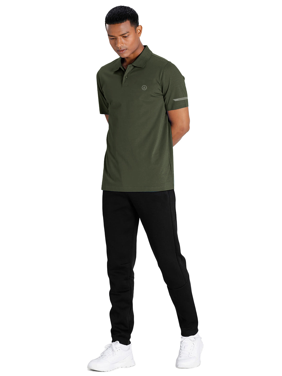 Radprix Men Activewear Green Polyester Polo T-shirt