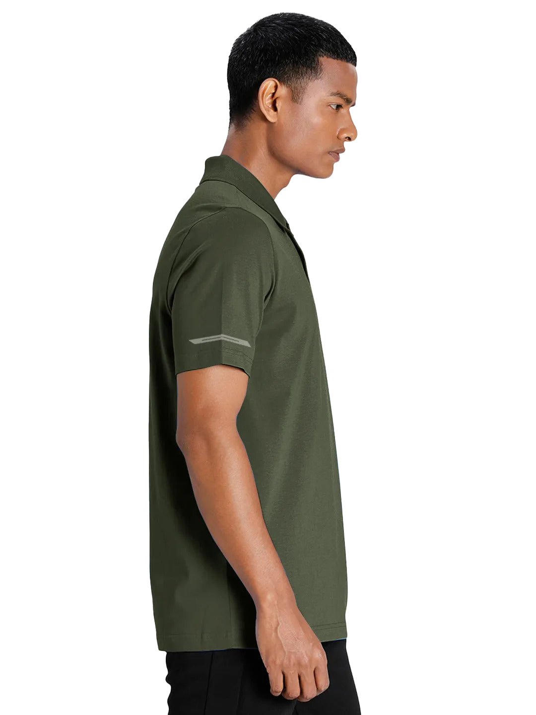 Radprix Men Activewear Green Polyester Polo T-shirt