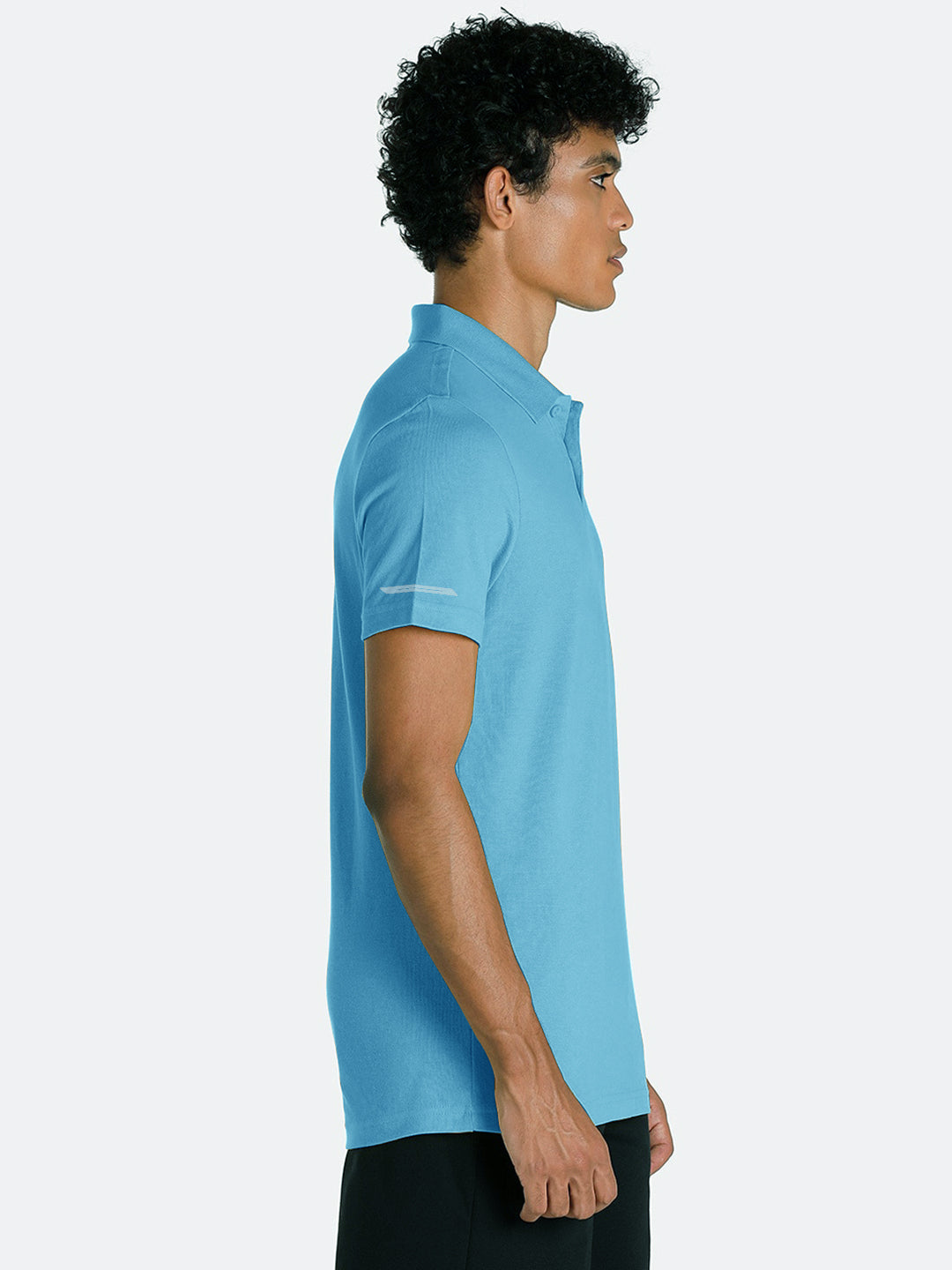 Radprix Men Activewear Light Blue Polyester Polo T-shirt