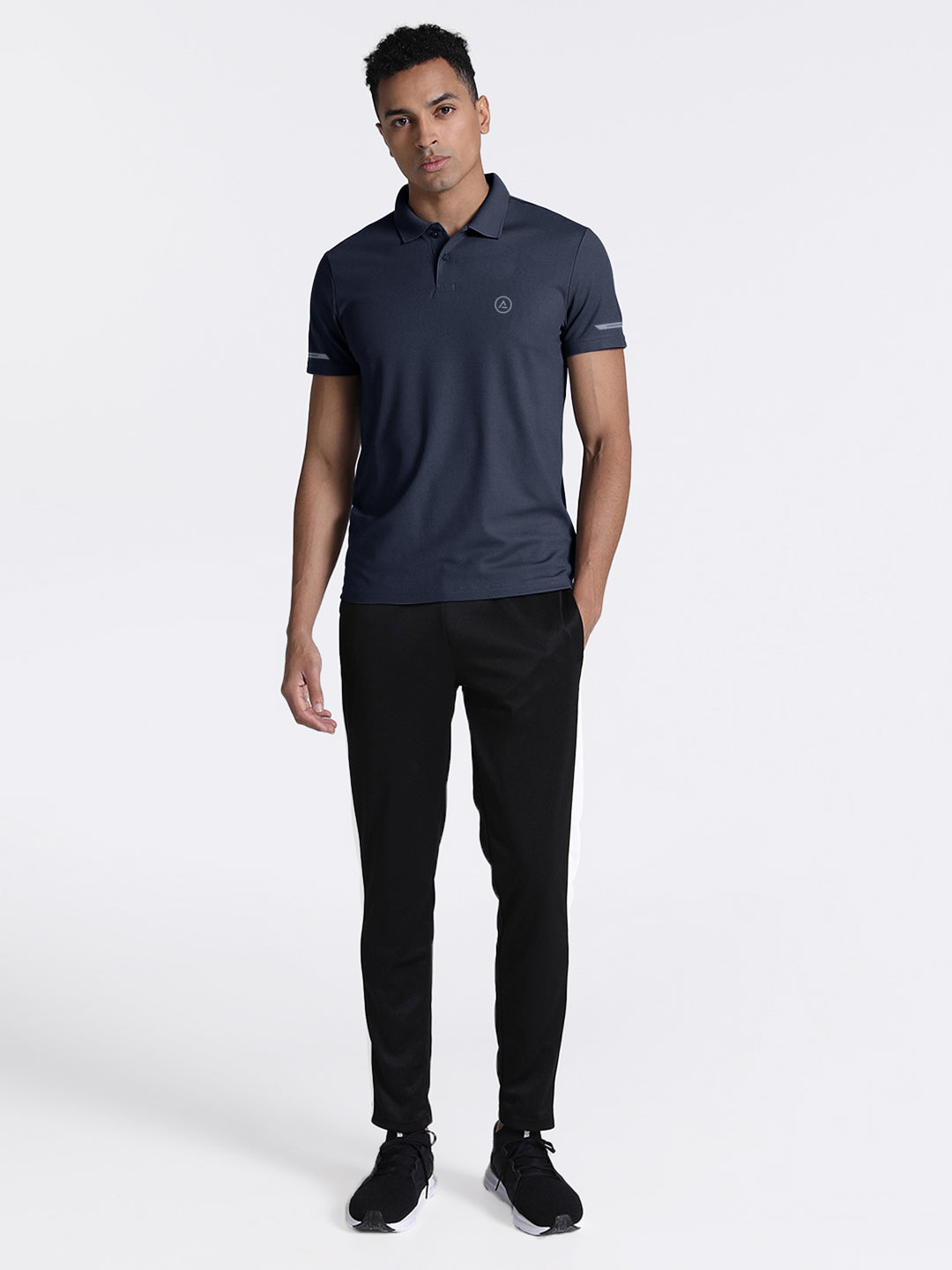 Radprix Men Activewear Navy Polyester Polo T-shirt