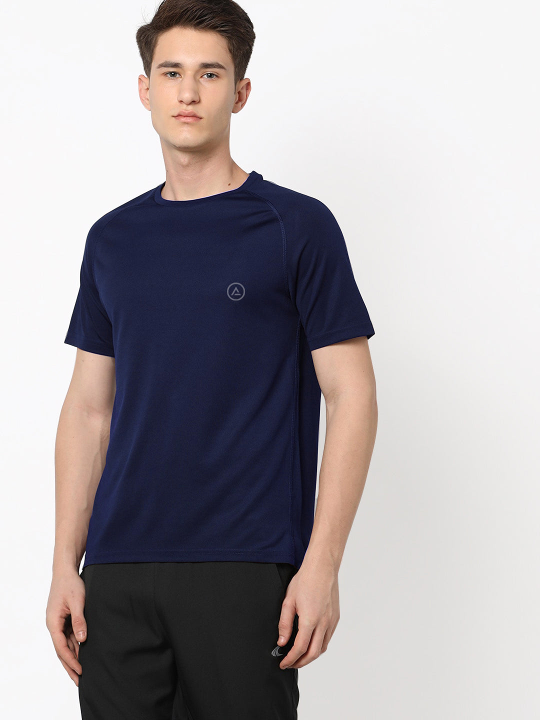 Radprix Men Navy Blue Textured Sports T-shirt