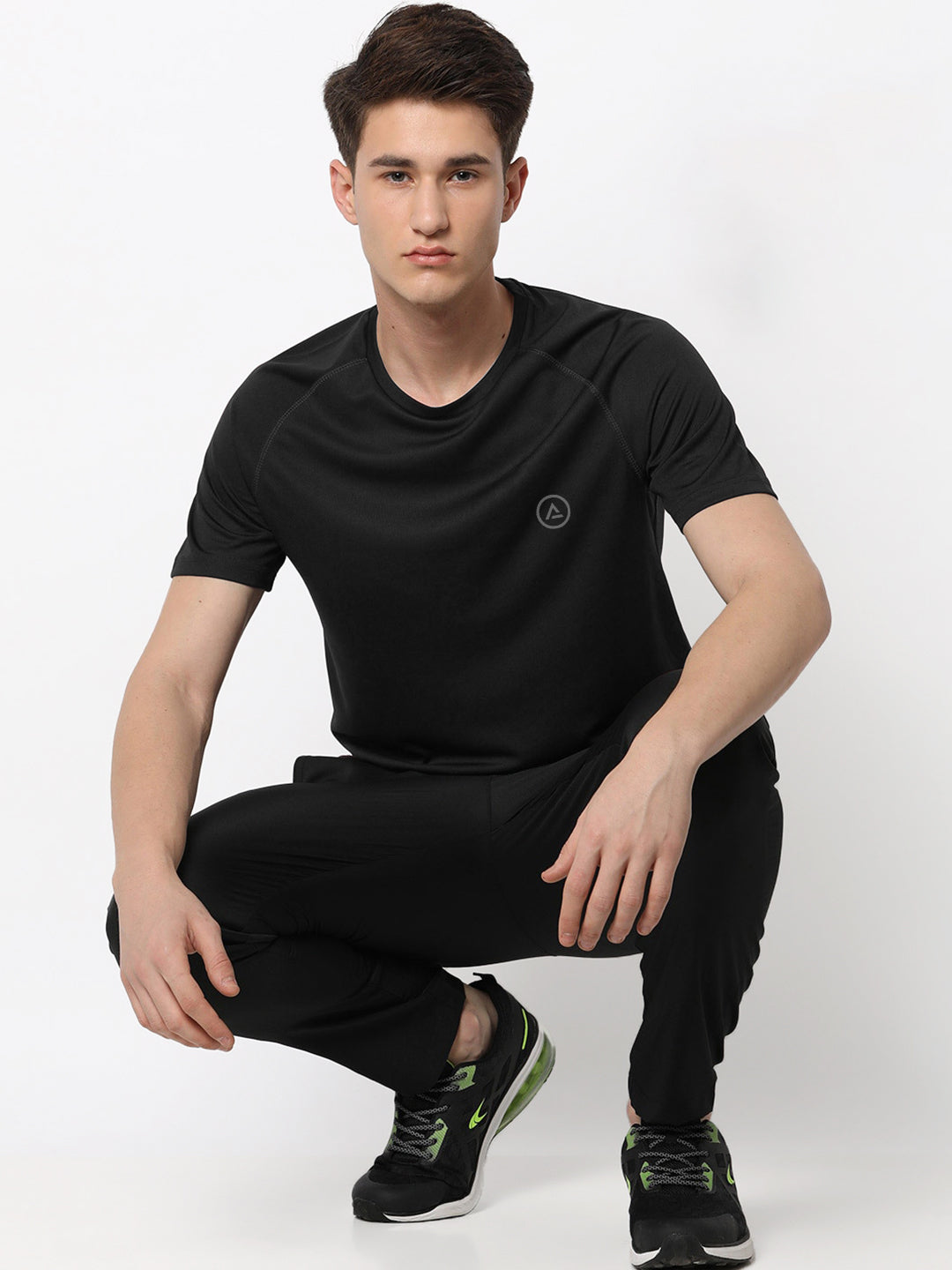 Radprix Men Black Textured Sports T-shirt