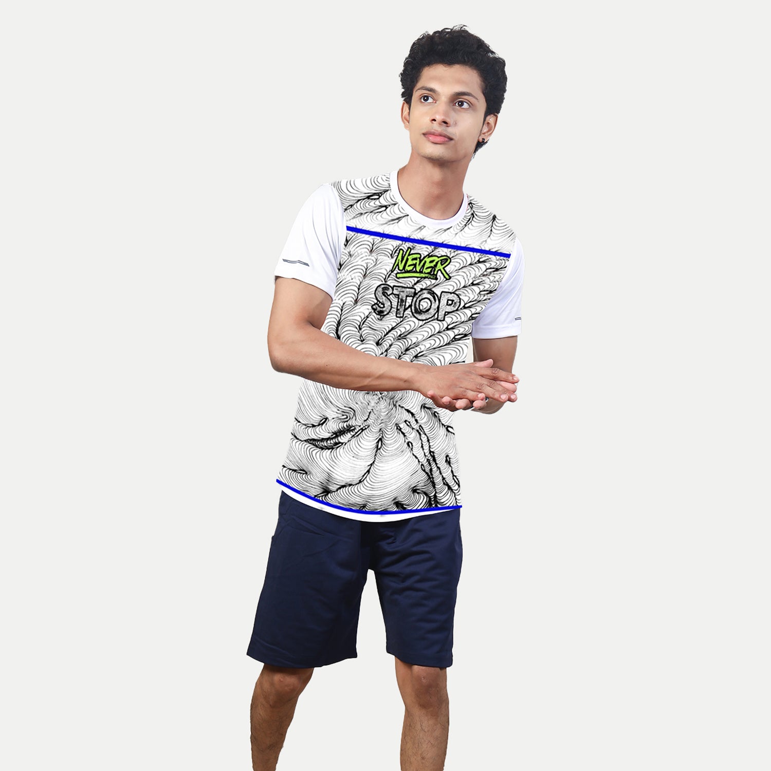 Radprix Men White Crew Neck Graphic Printed Regular Fit T-shirt